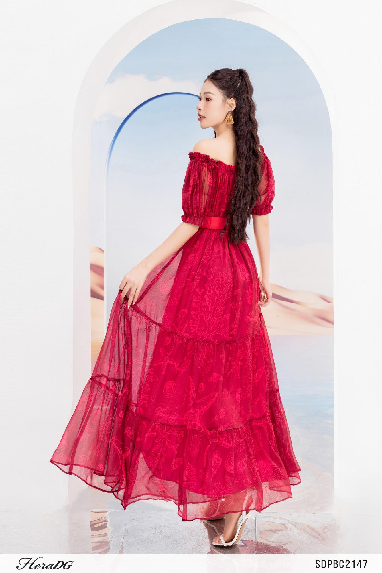 Đầm maxi trễ vai