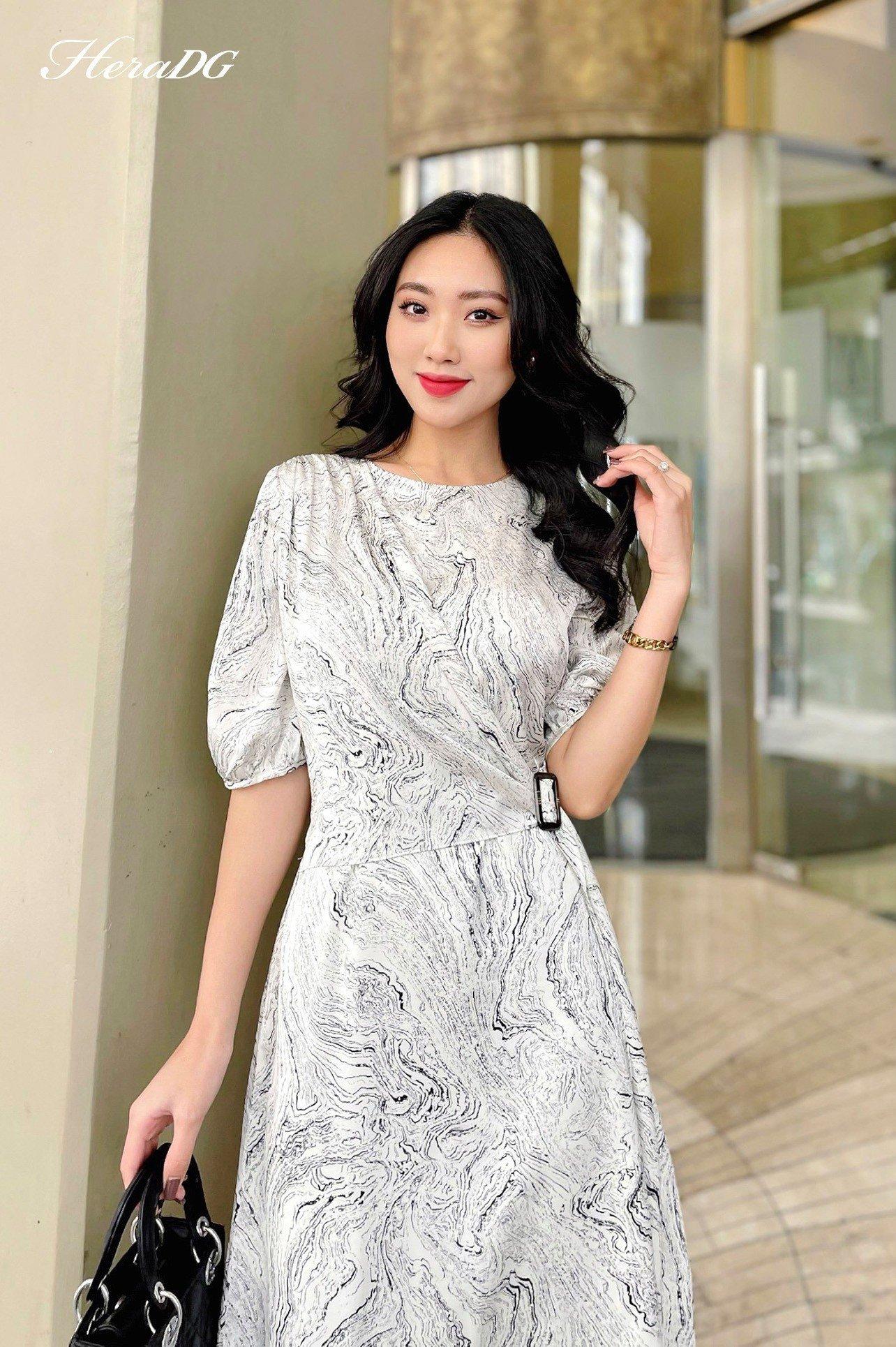 Đầm A đai eo 1 bên