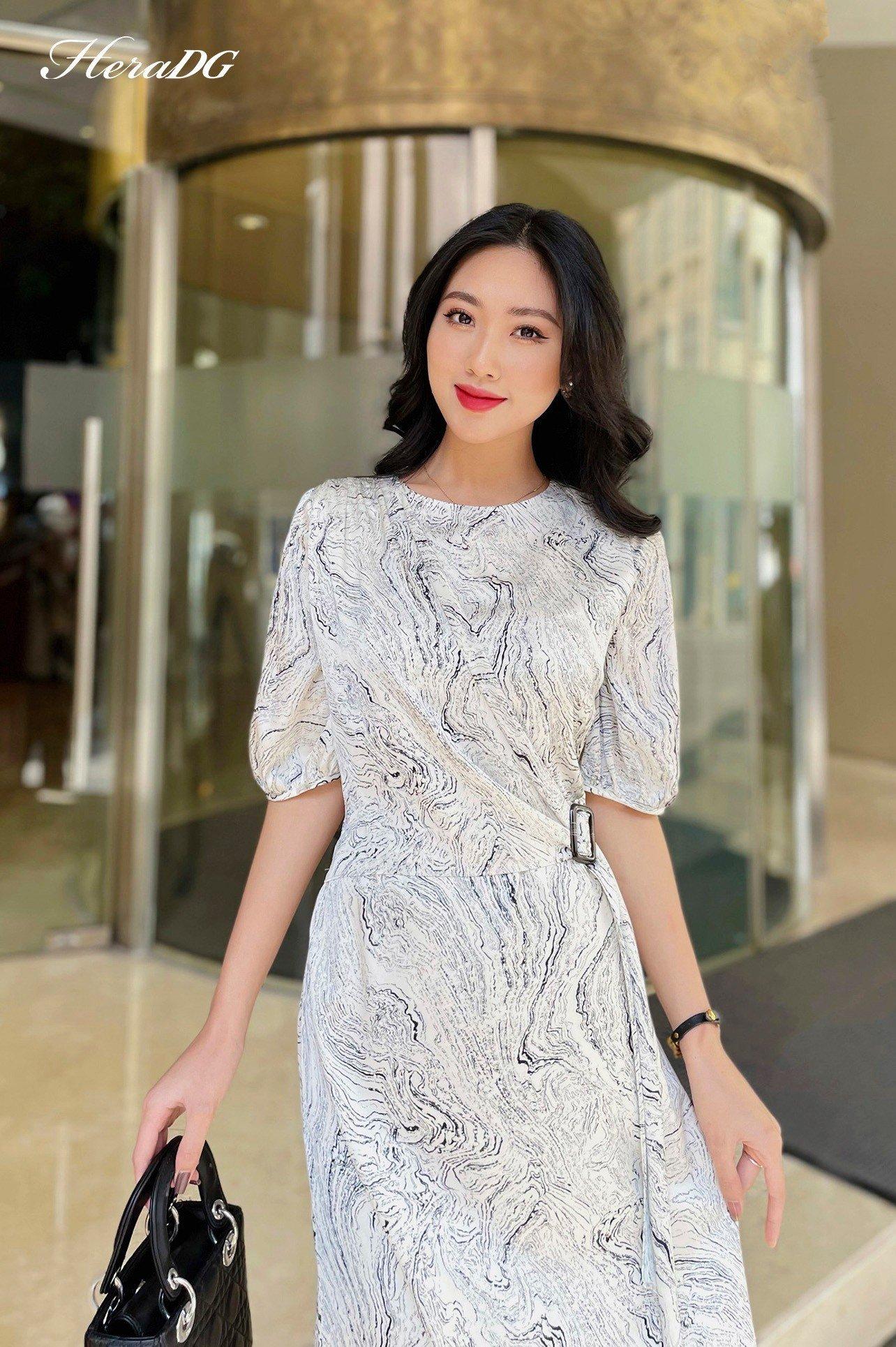 Đầm A đai eo 1 bên