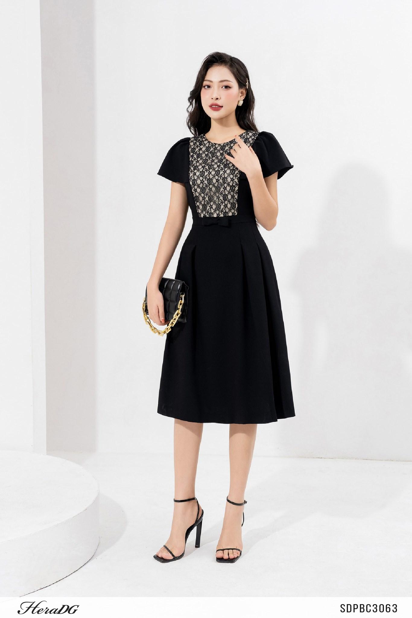 Đầm xoè phối ren