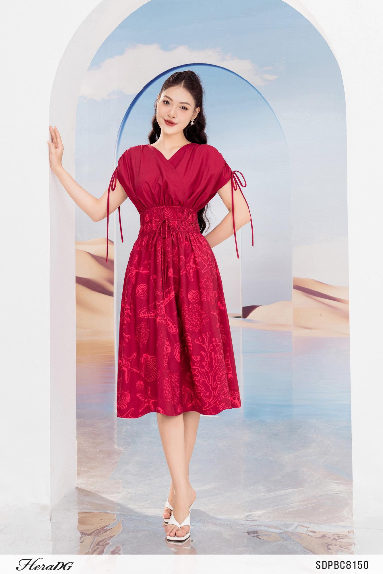 Đầm xoè vai chờm