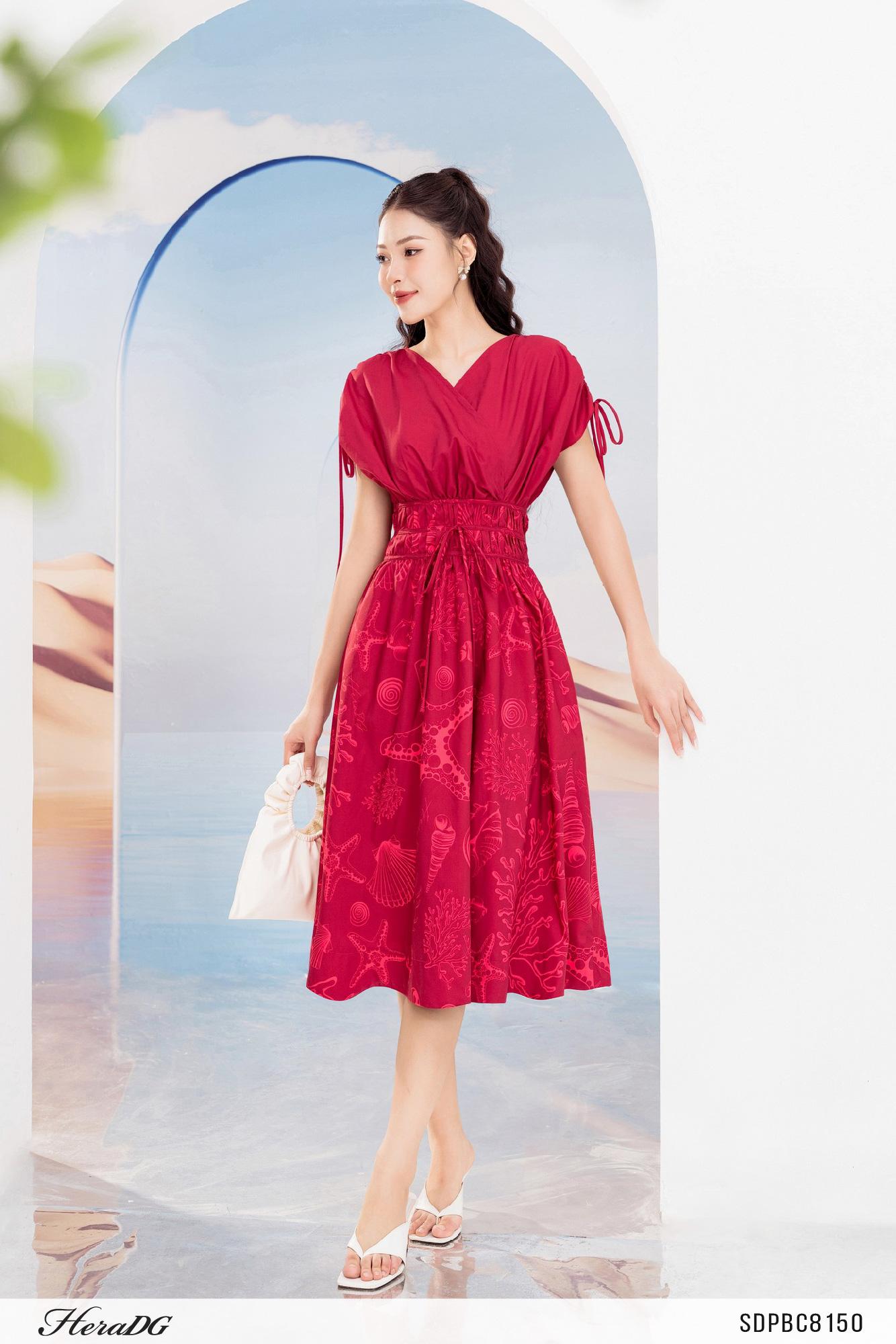 Đầm xoè vai chờm