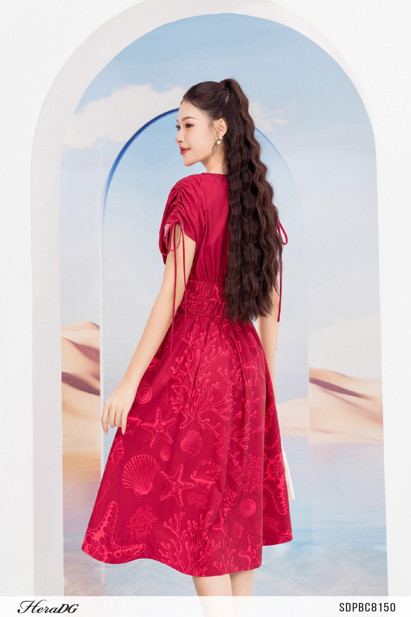 Đầm xoè vai chờm