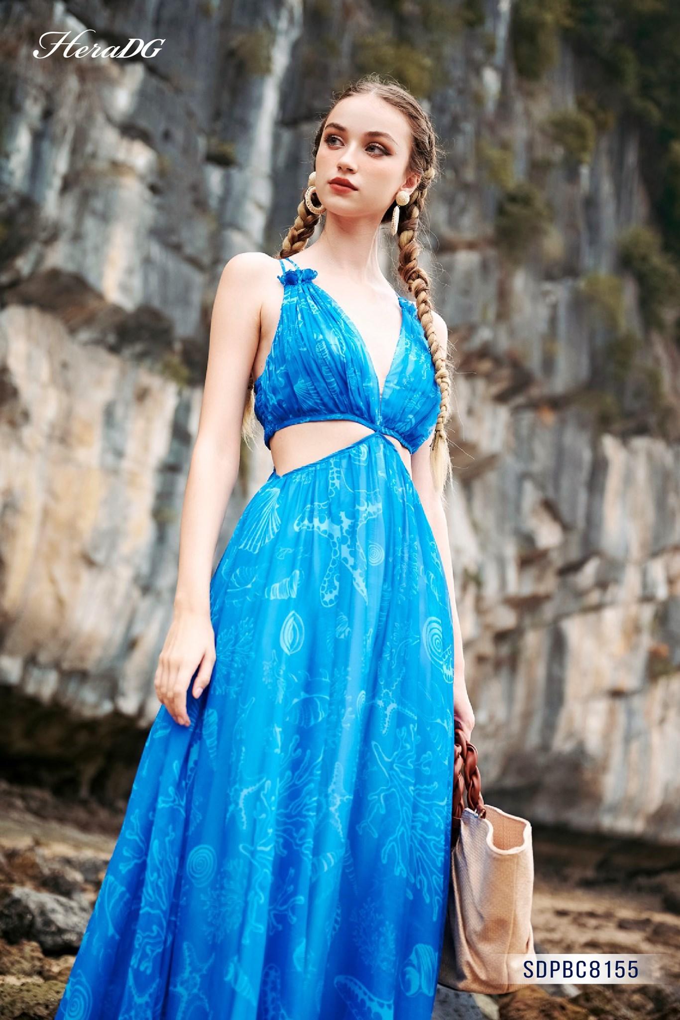 Đầm maxi hở eo