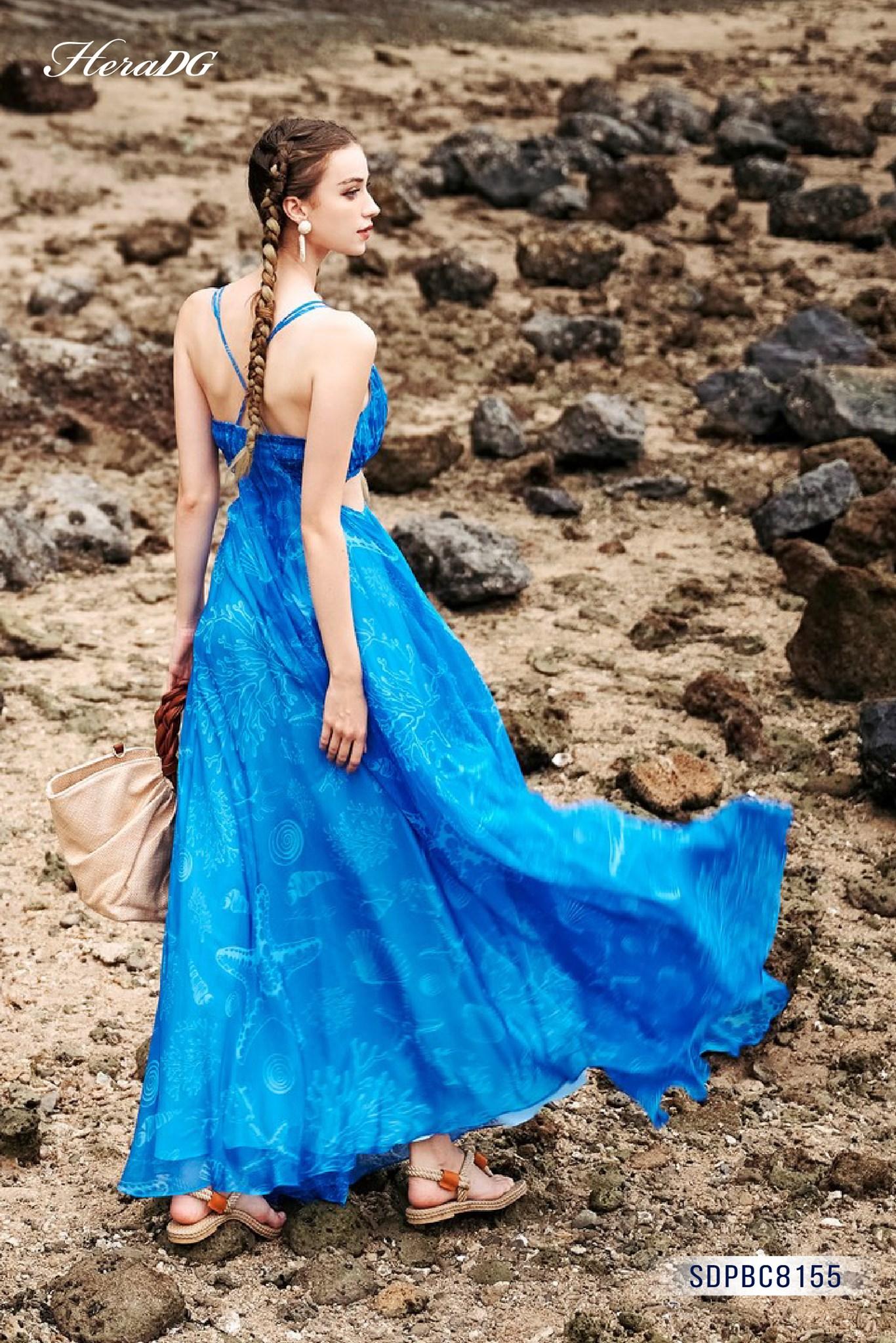 Đầm maxi hở eo