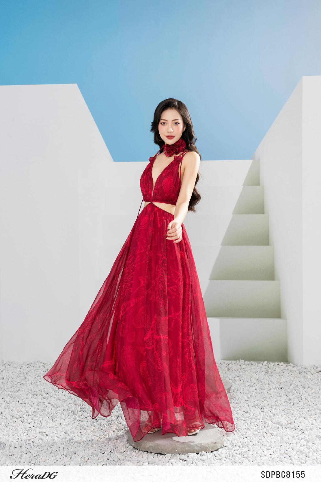 Đầm maxi hở eo