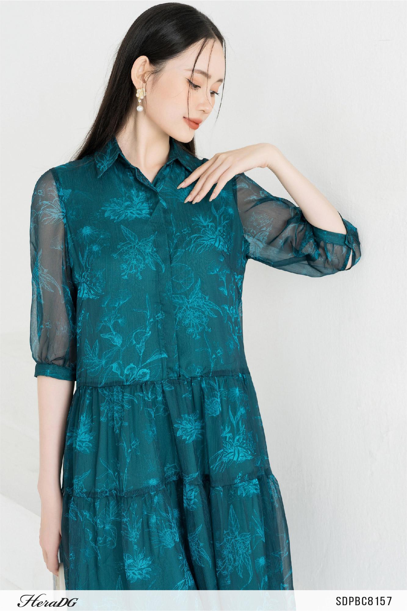 Đầm dáng suông, nẹp dấu khuy