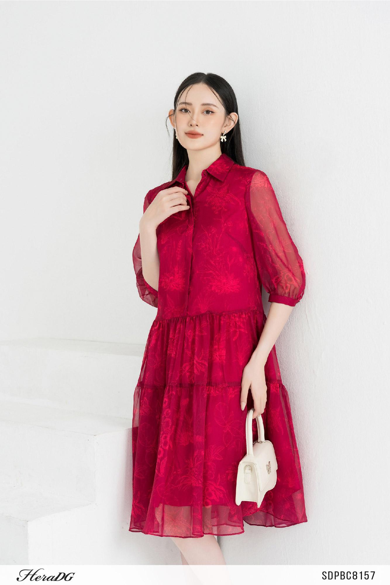 Đầm dáng suông, nẹp dấu khuy