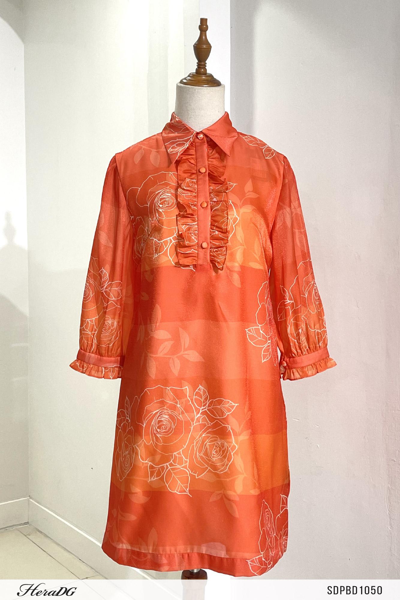 Đầm suông cổ trụ kẹp bèo