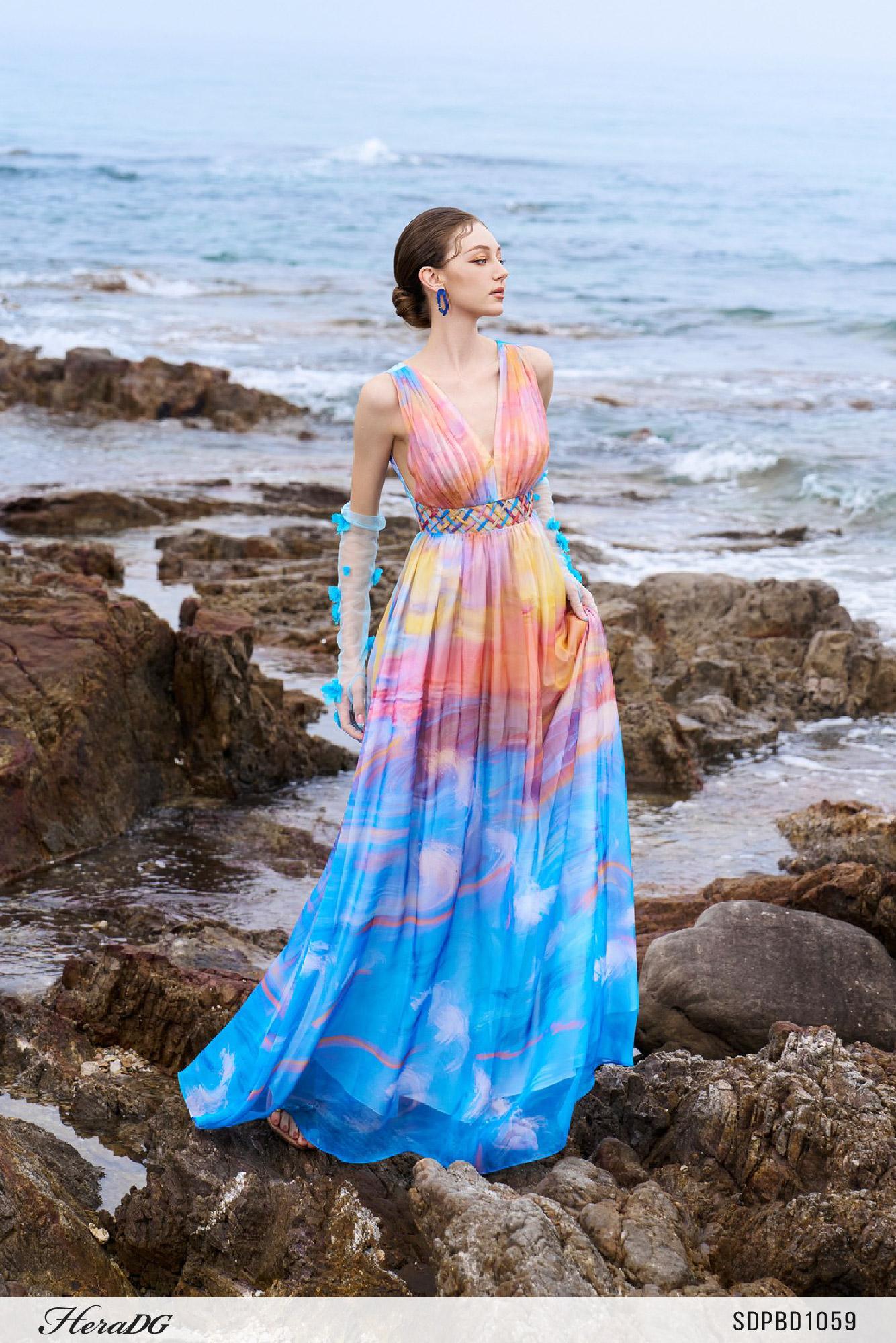 Đầm maxi hoạ tiết
