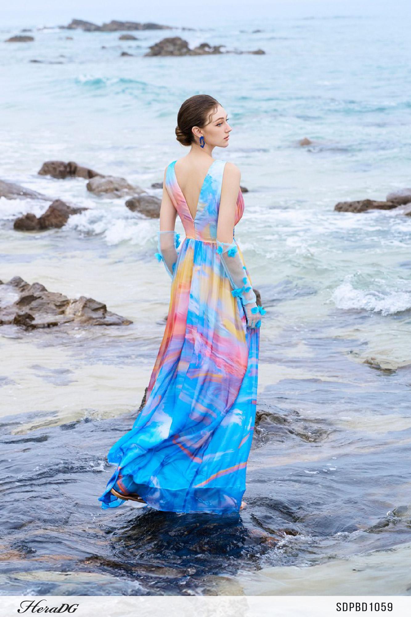 Đầm maxi hoạ tiết