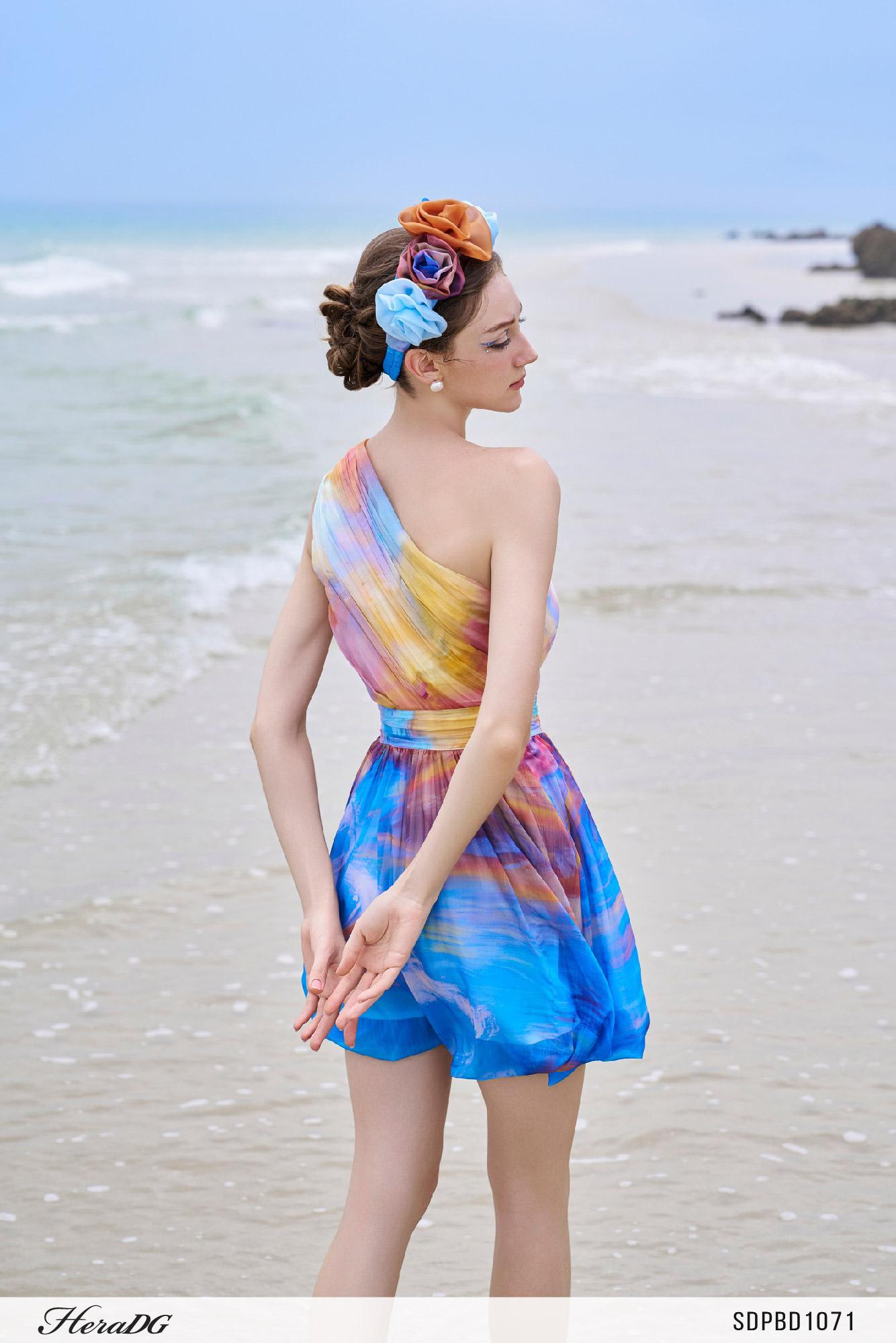 Đầm xoè lệch vai