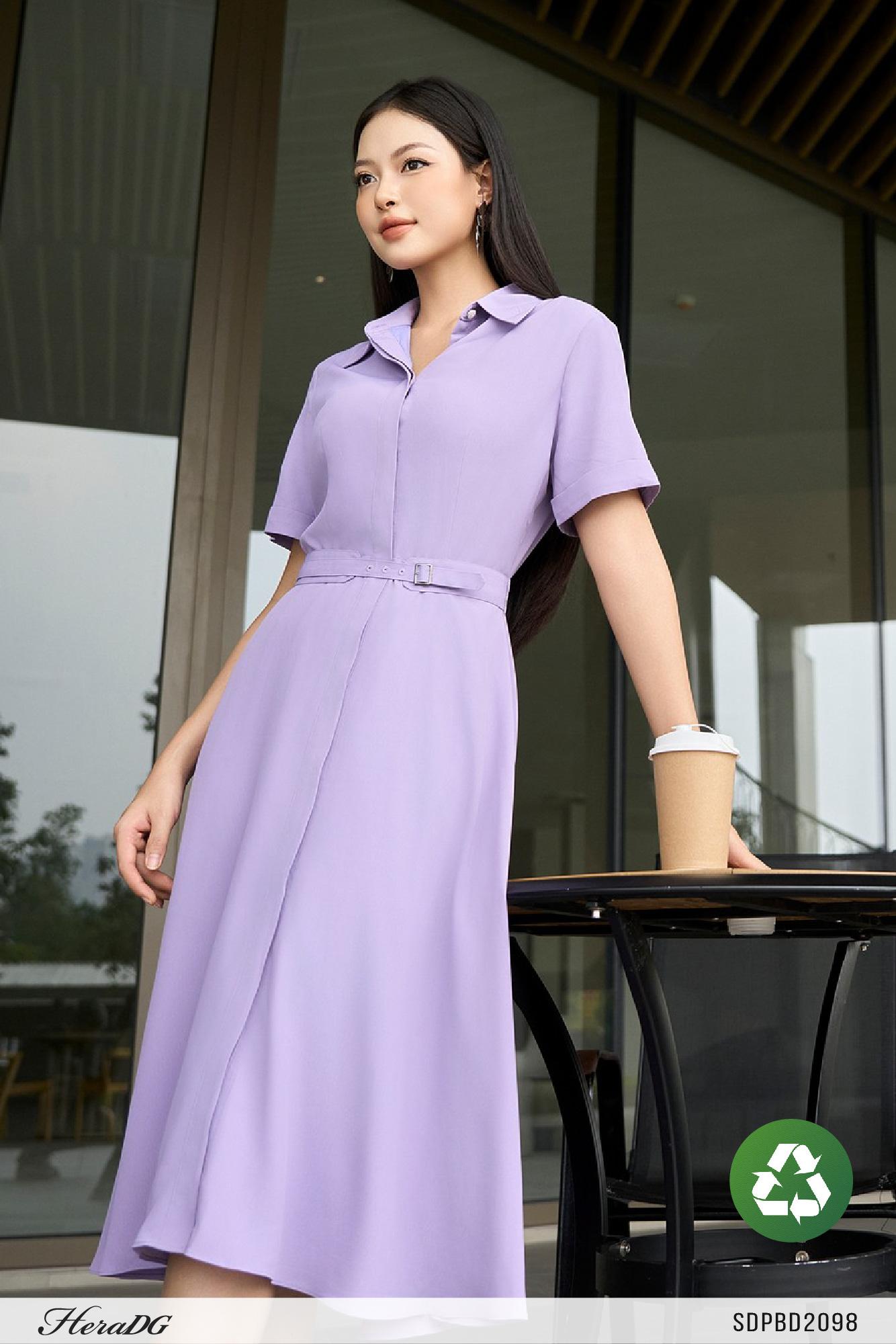 Đầm xoè cổ đức, đai rời