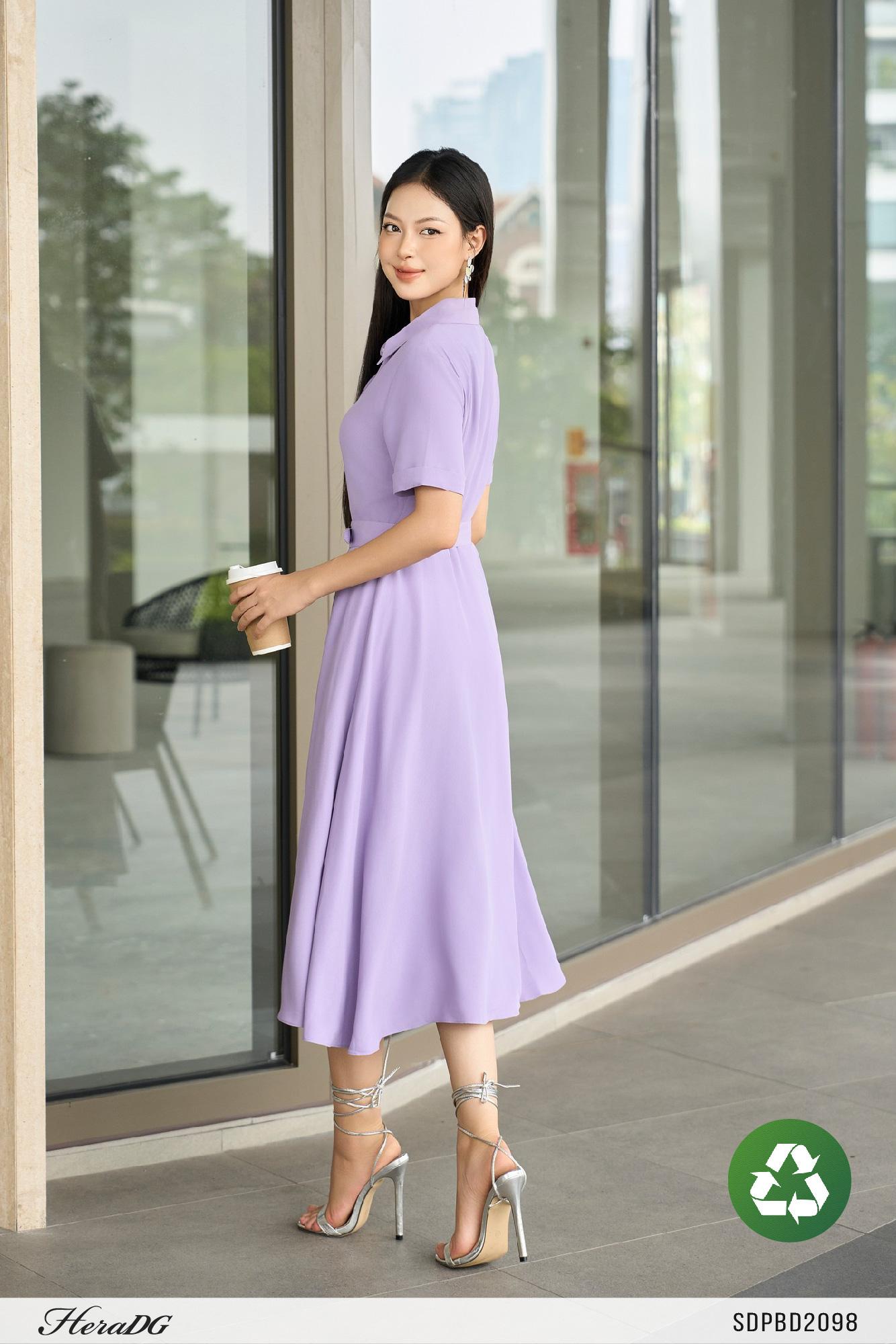 Đầm xoè cổ đức, đai rời