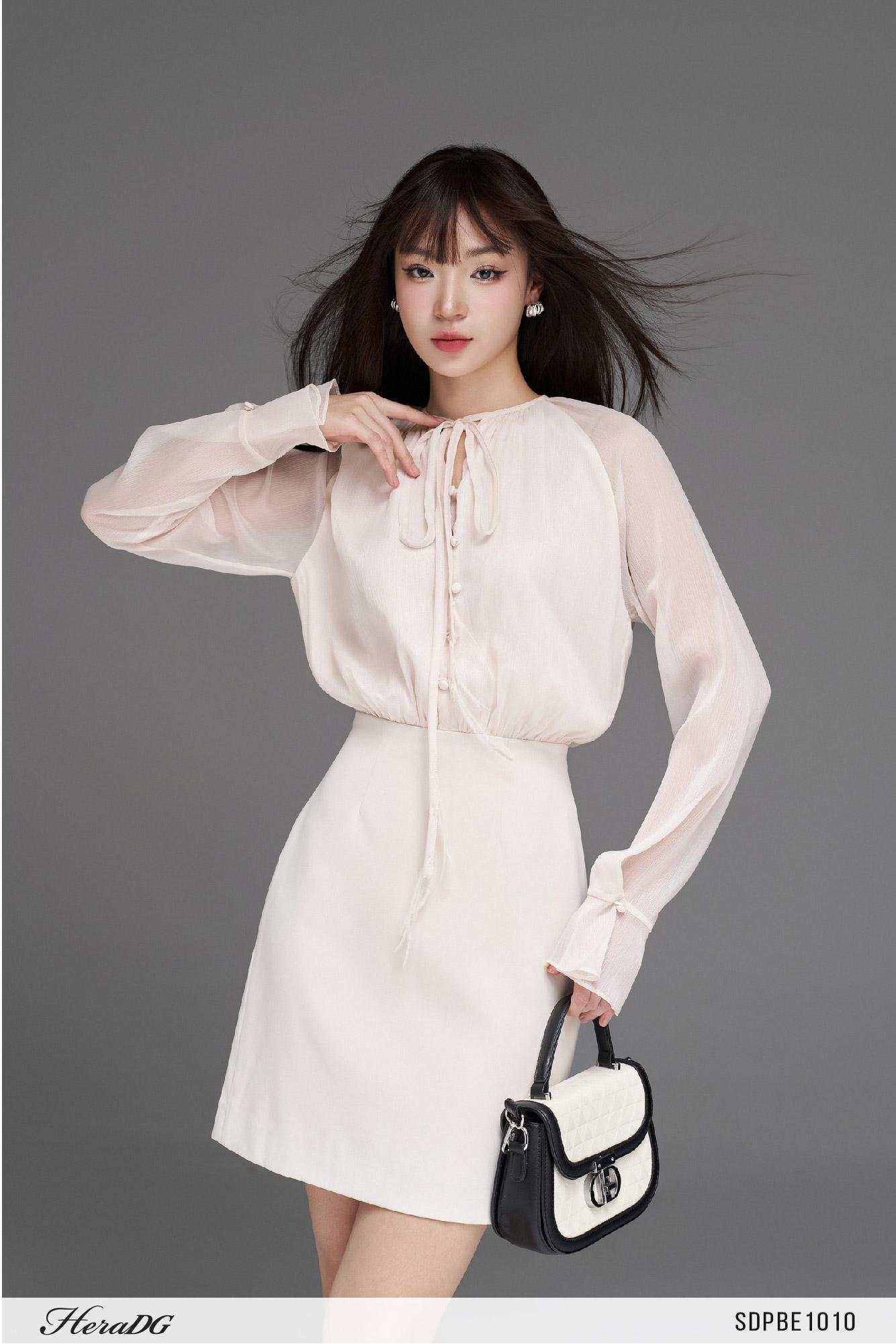 Đầm liền giả sét áo tơ