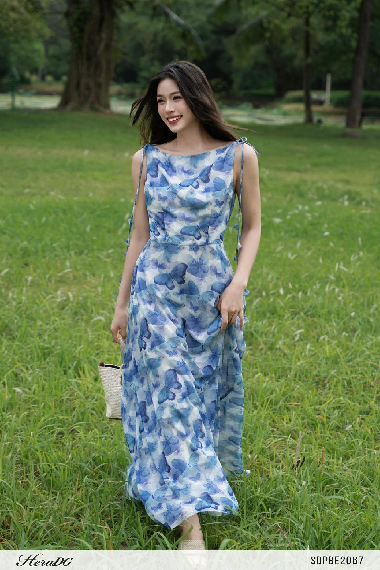 Đầm maxi cổ đổ sau