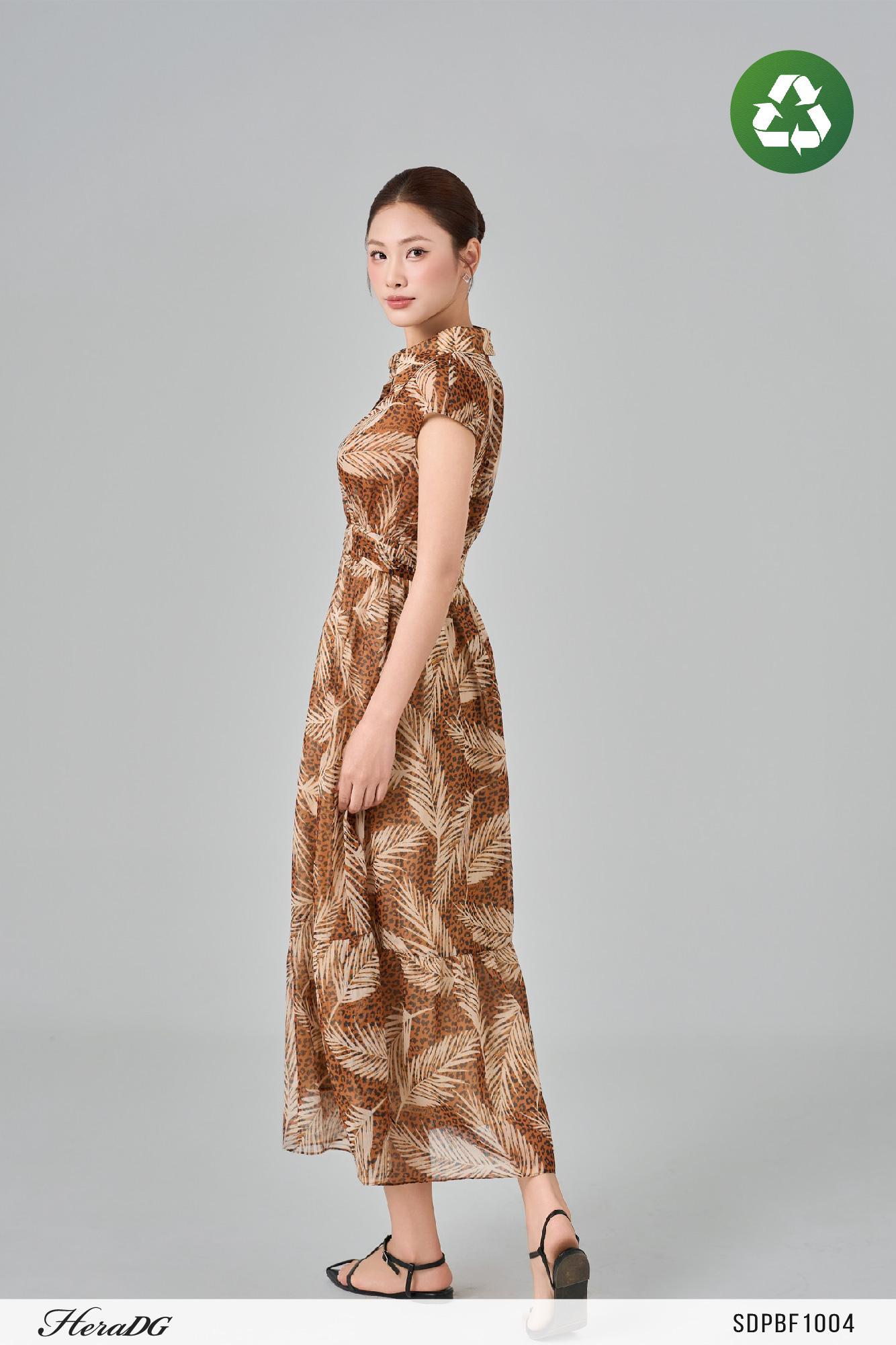 Đầm eo nhún in họa tiết