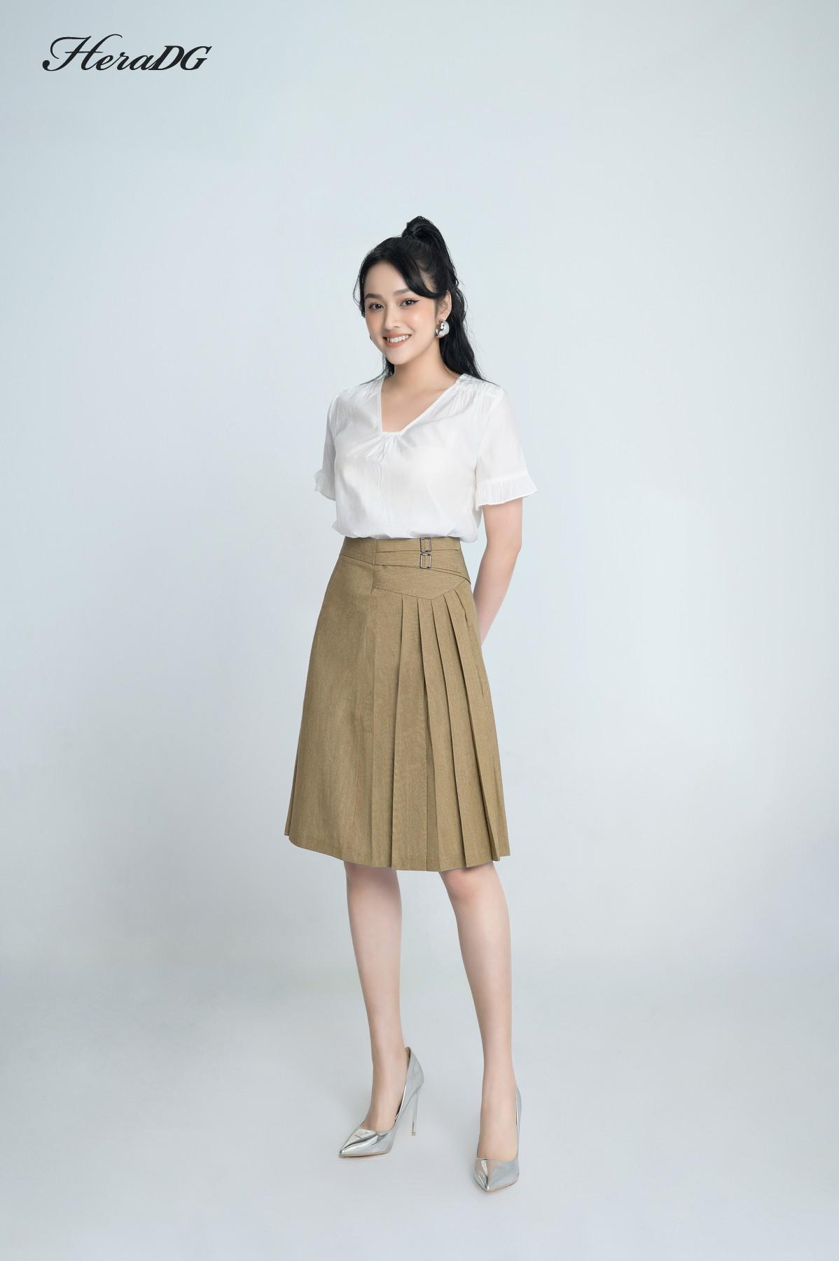 Chân váy A xếp ly 1 bên