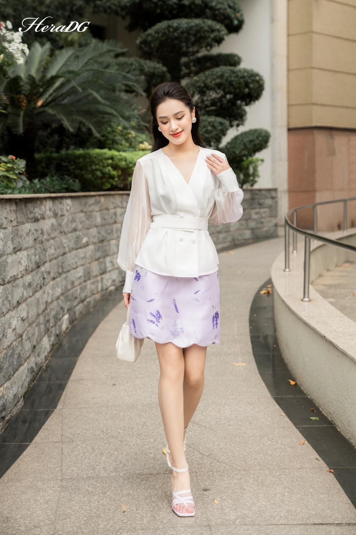 Chân váy A gấu lượn cong