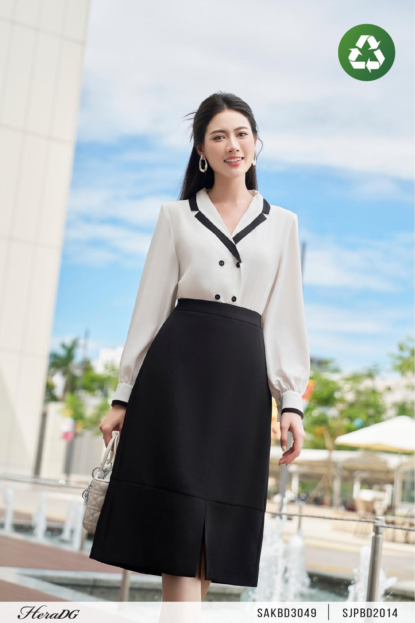 Chân váy A phối gấu