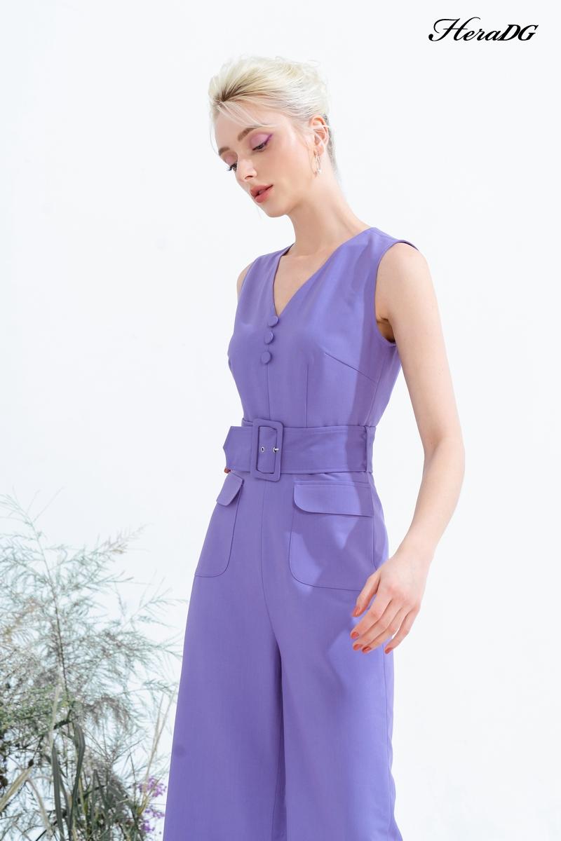 Jumpsuit lửng cổ V