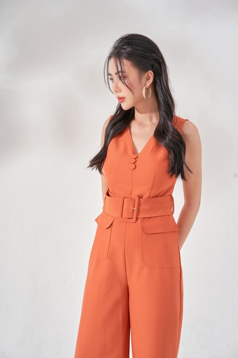 Jumpsuit lửng cổ V