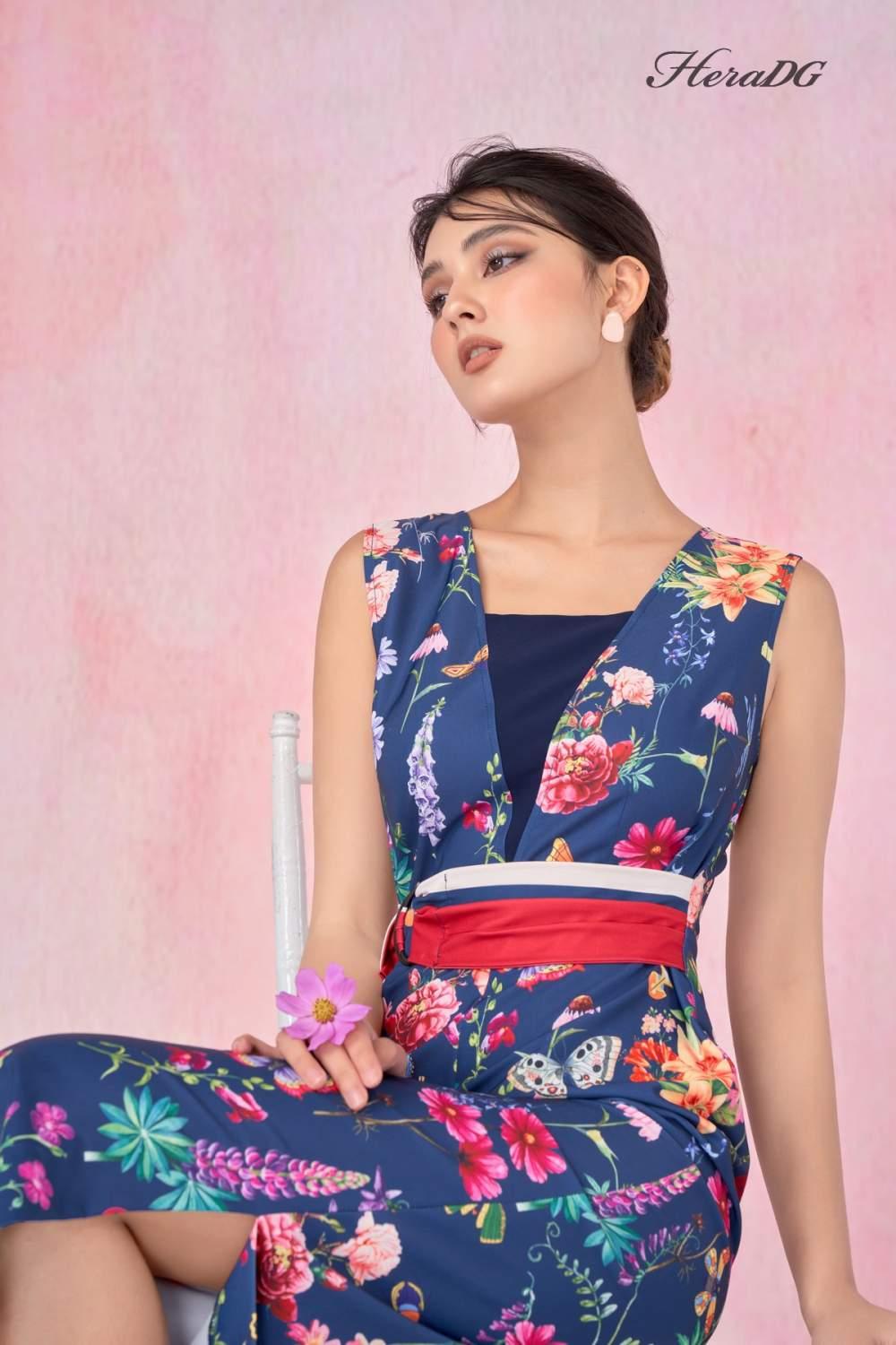 Jumpsuit dài đai eo