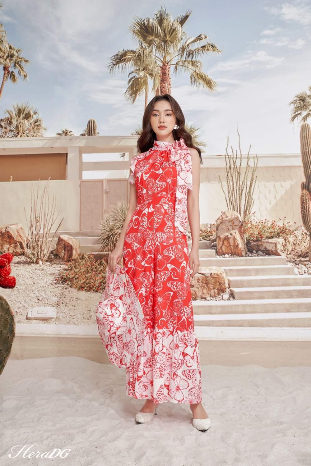 Jumpsuit buộc nơ cổ