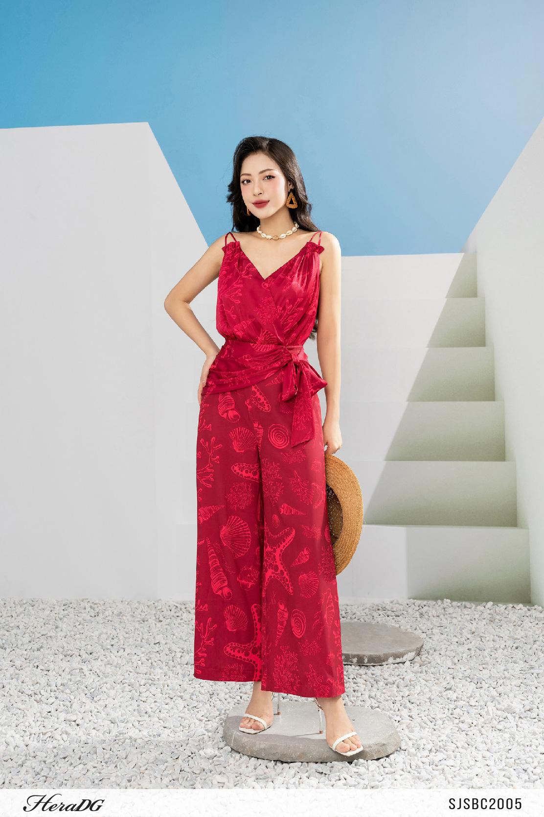Jumsuit xếp nhún eo