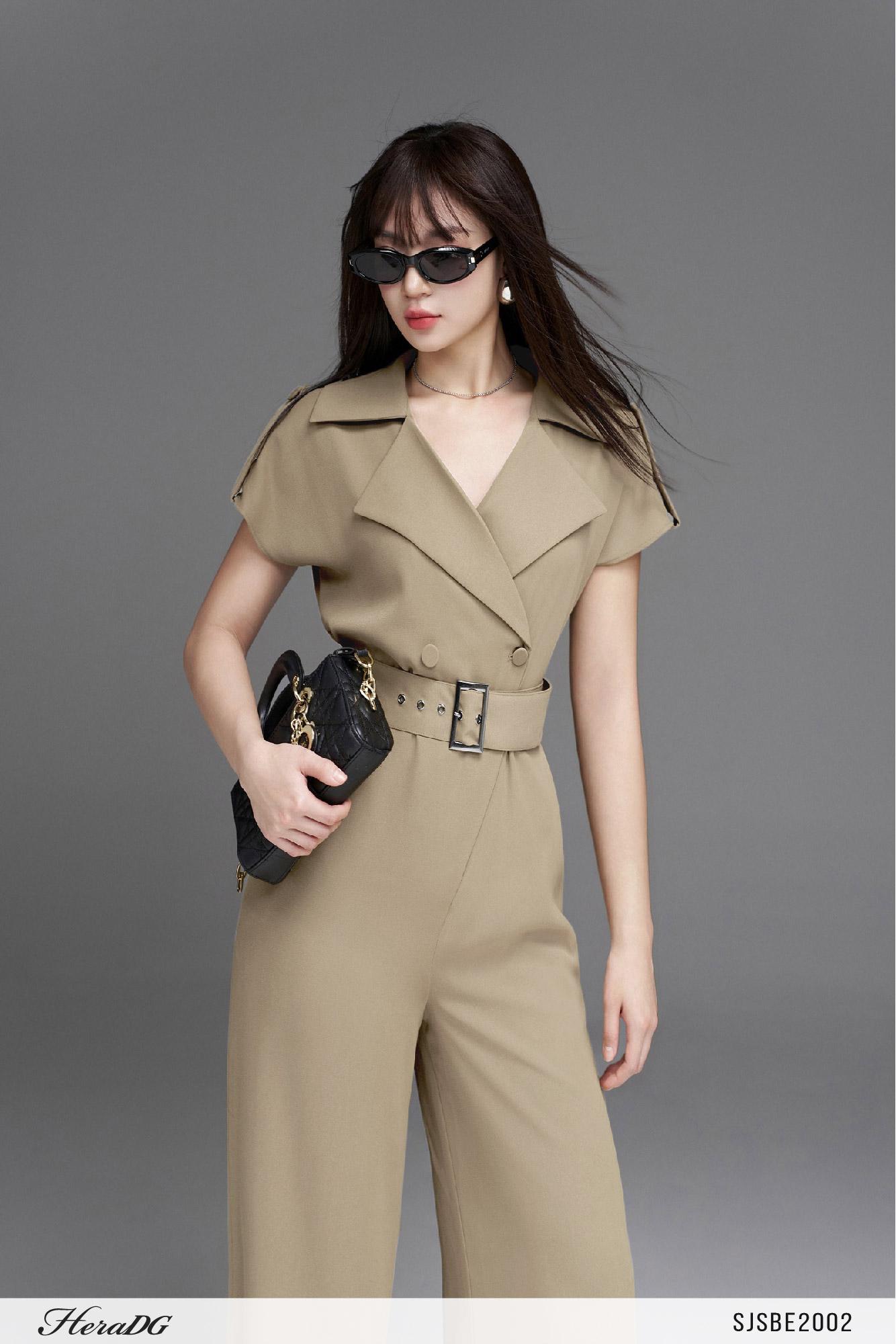 Jumpsuit cổ 2 ve có đai rời