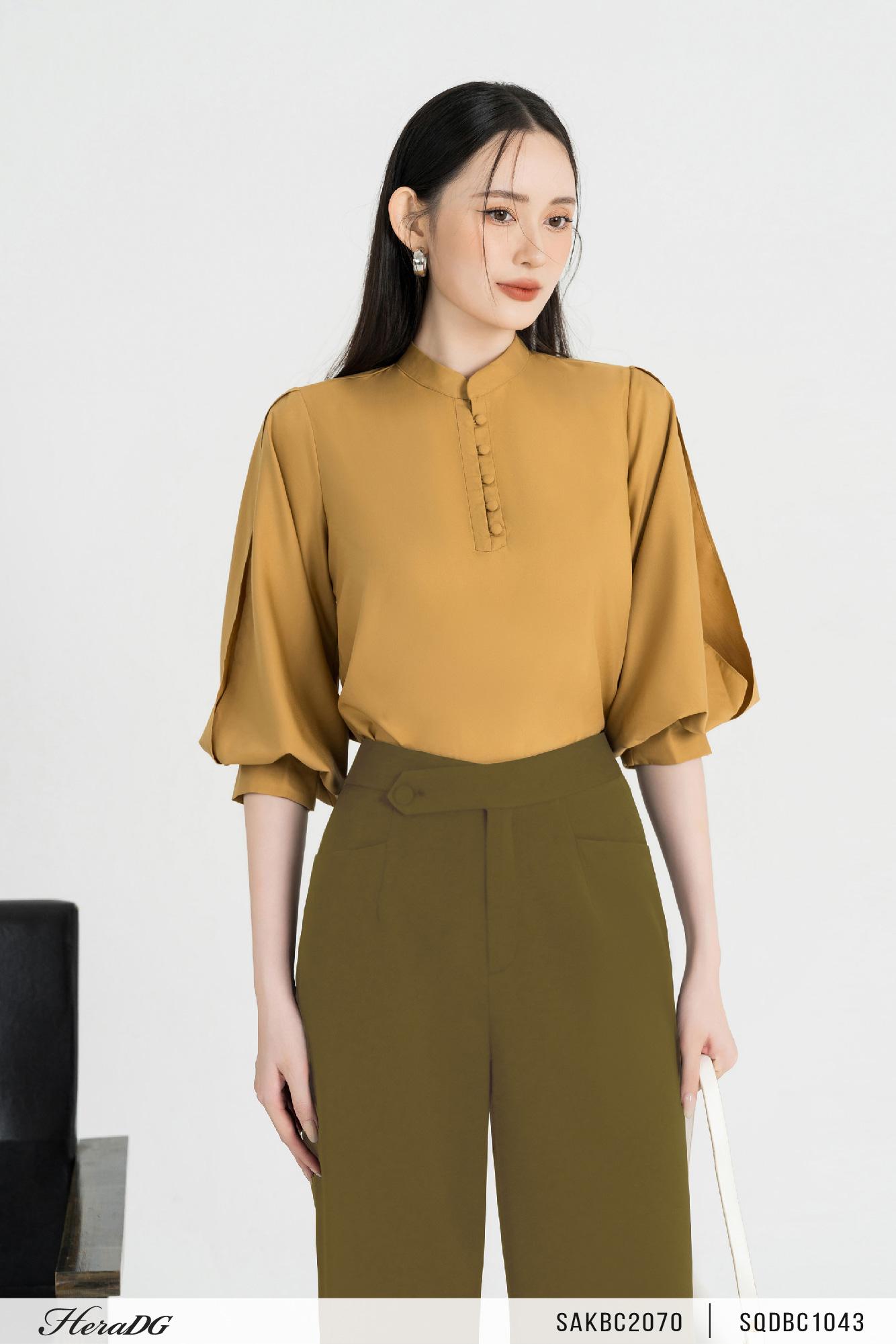 Quần suông cạp lệch