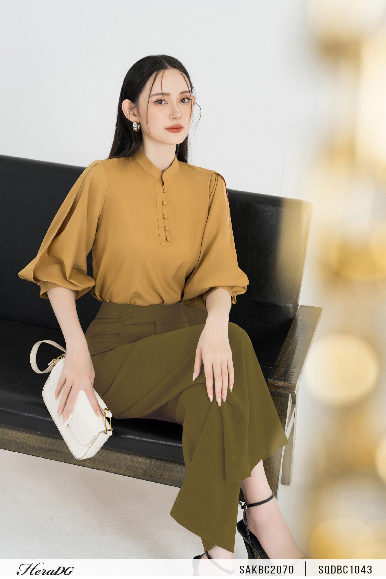 Quần suông cạp lệch