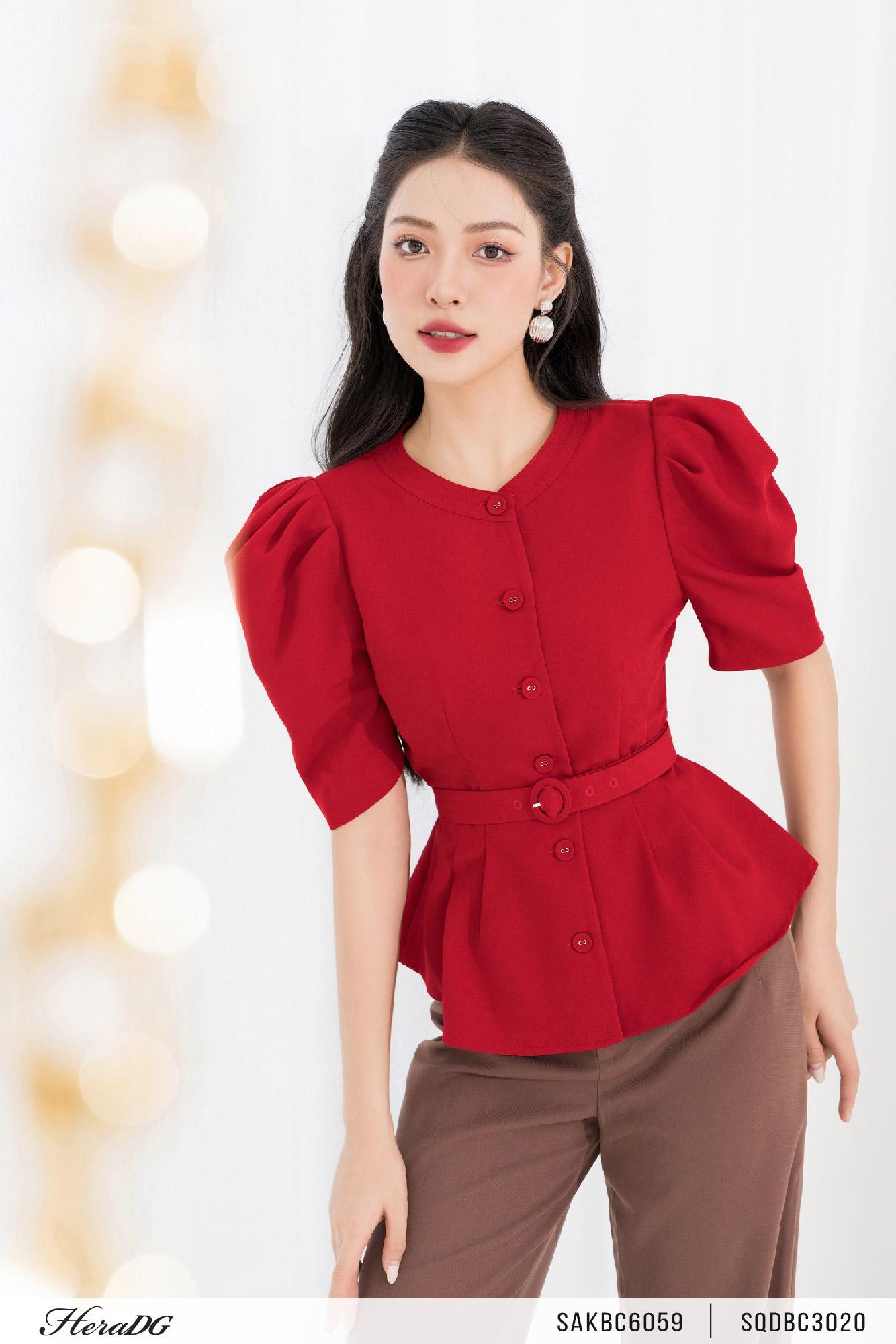 Quần suông đứng cách điệu cạp