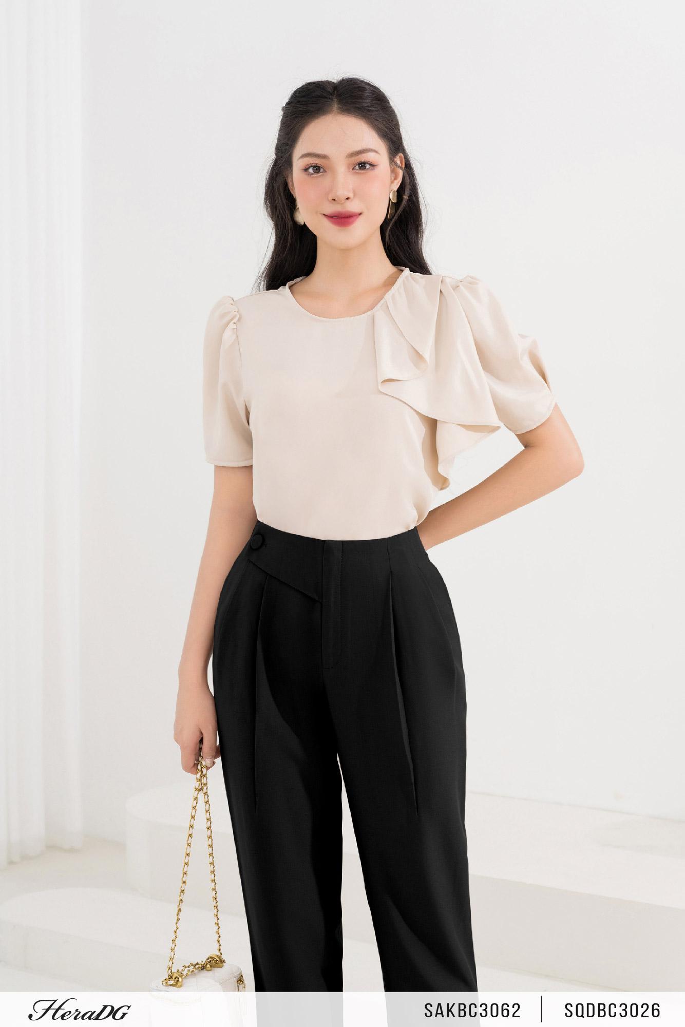 Quần baggy cạp lệch