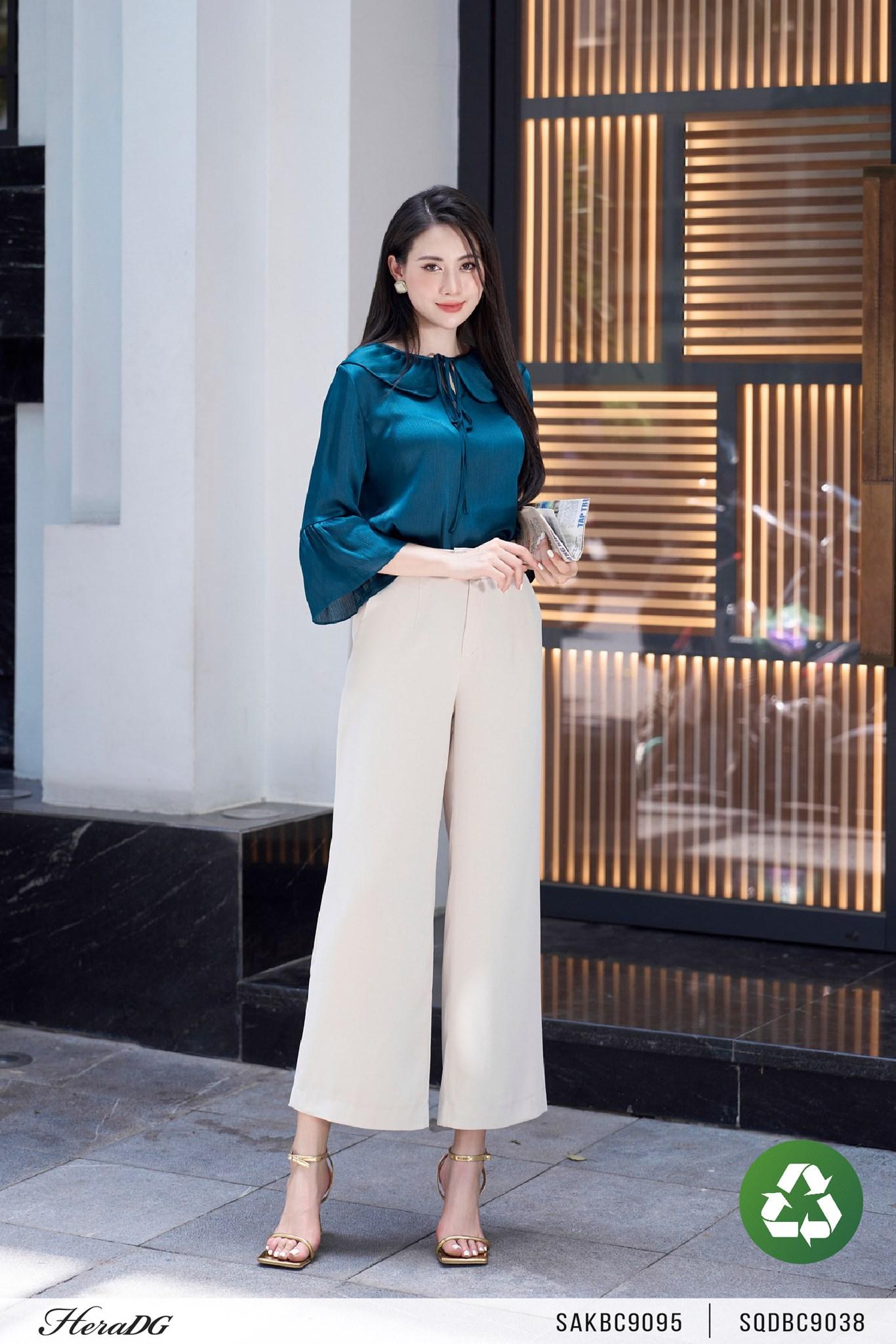 Quần suông cạp xếp mí