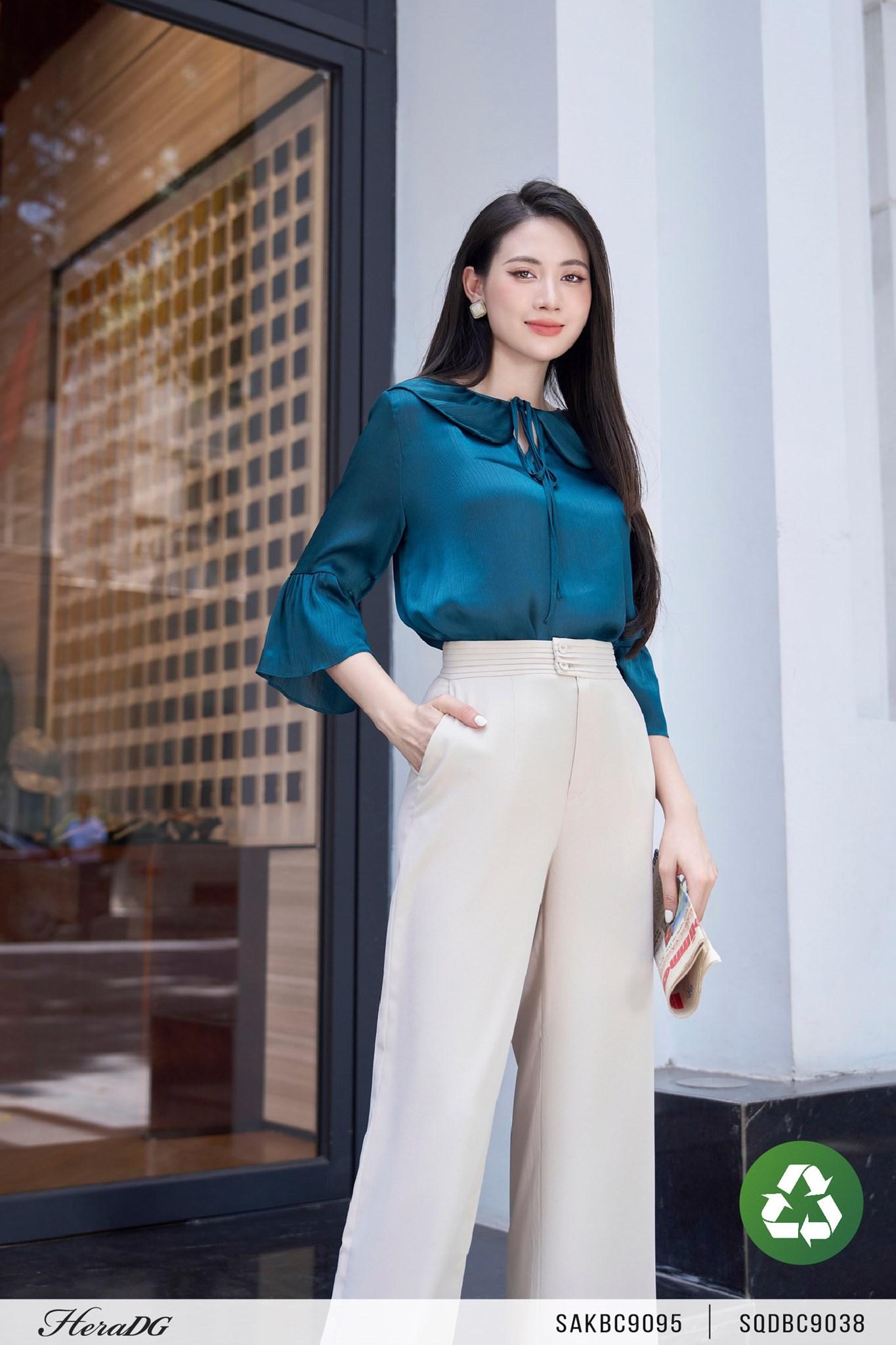 Quần suông cạp xếp mí