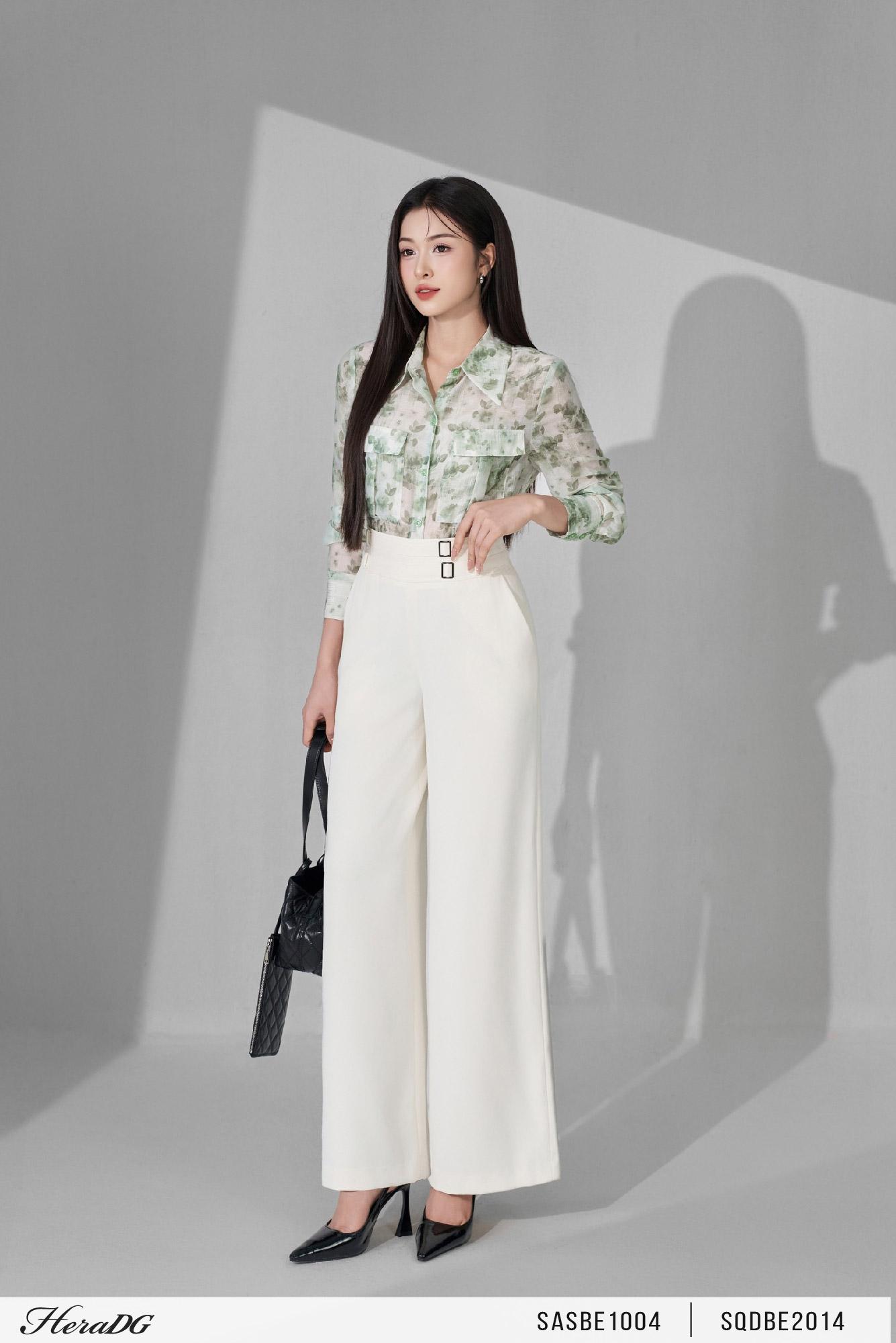 Quần suông cạp đai đôi