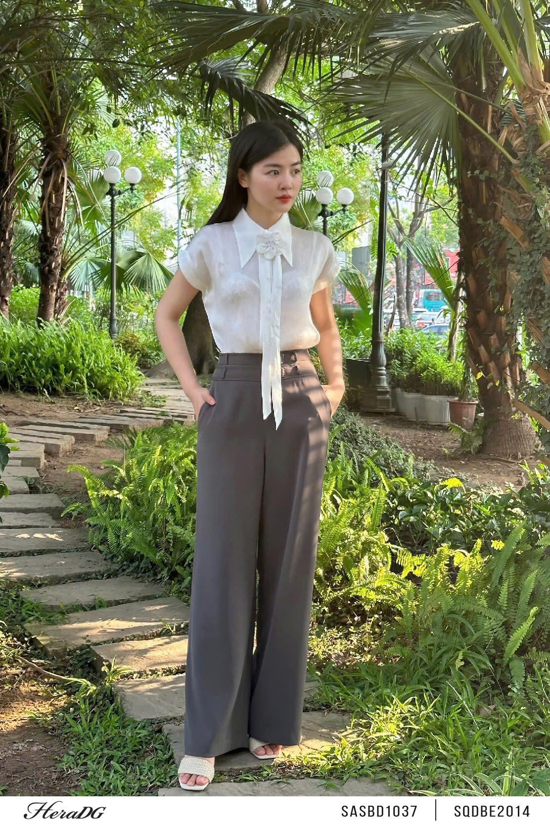 Quần suông cạp đai đôi