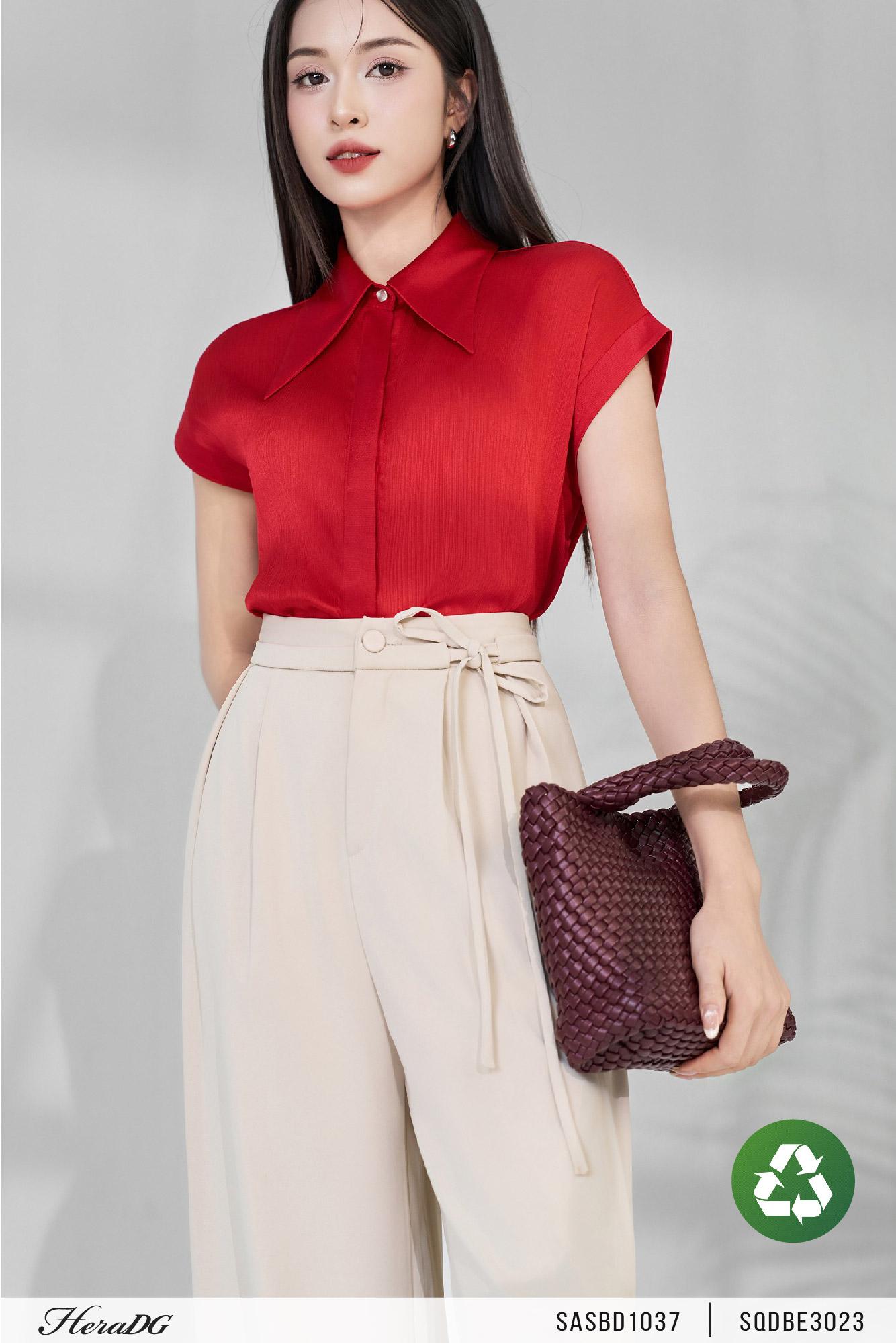 Quần ống đứng cạp nơ