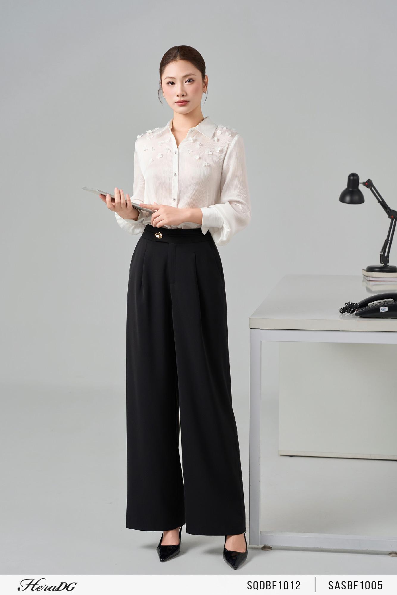 Quần suông cạp xếp ly