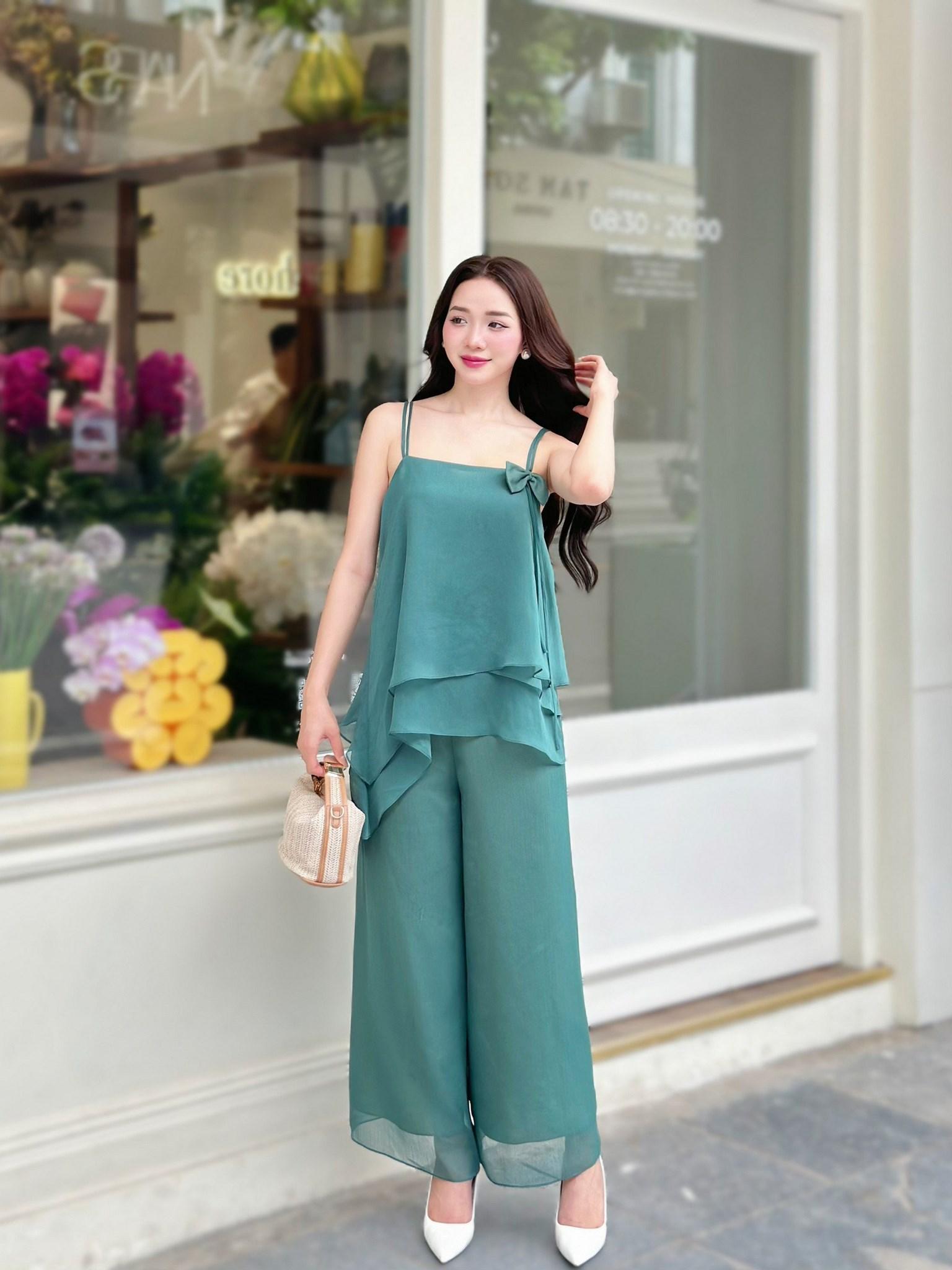 Áo kiểu 2 dây bèo lệch