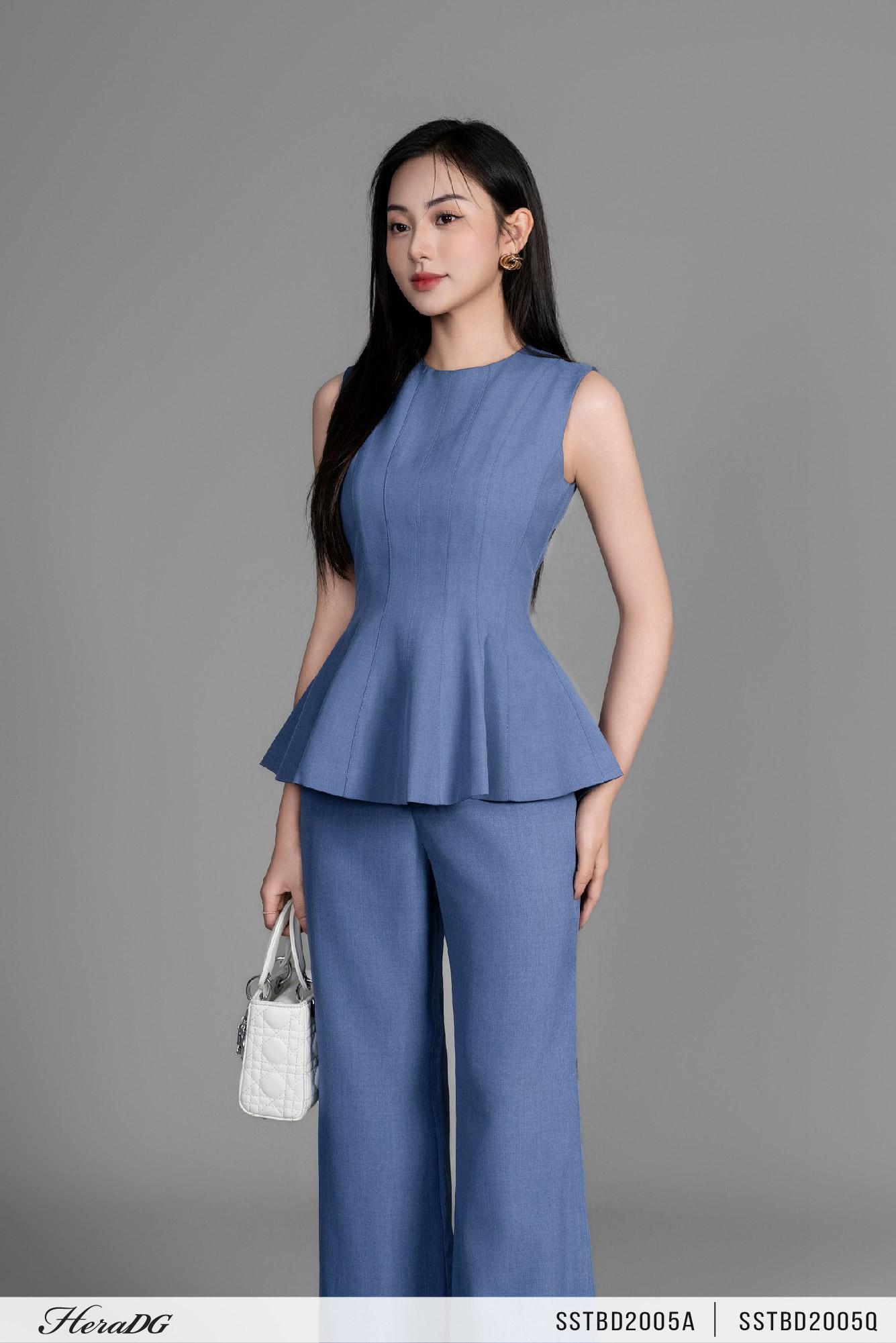 Áo kiểu peplum mí gân