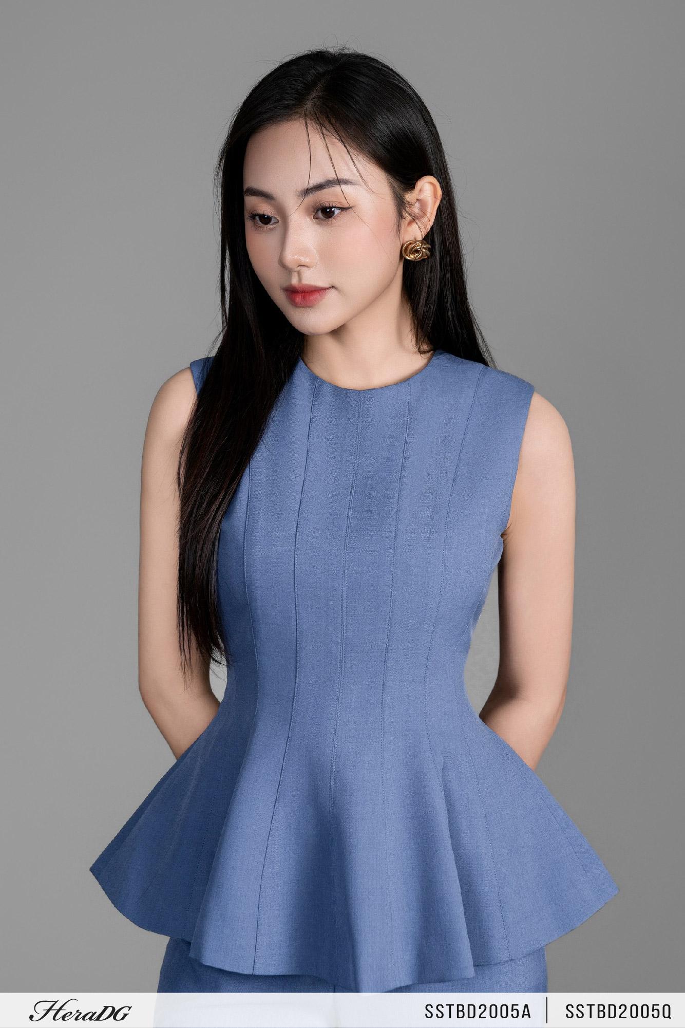 Áo kiểu peplum mí gân