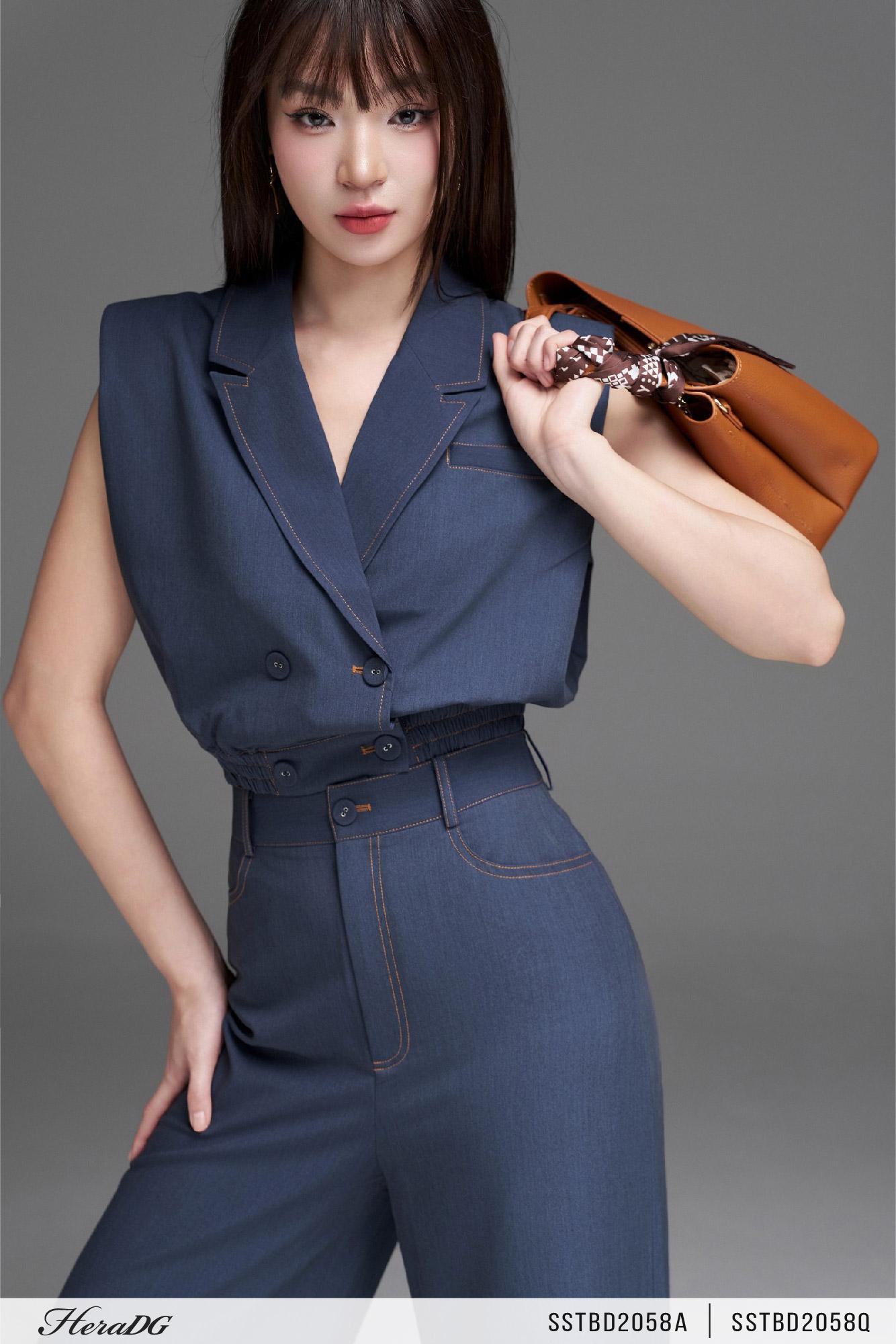 Quần ống suông giả jean
