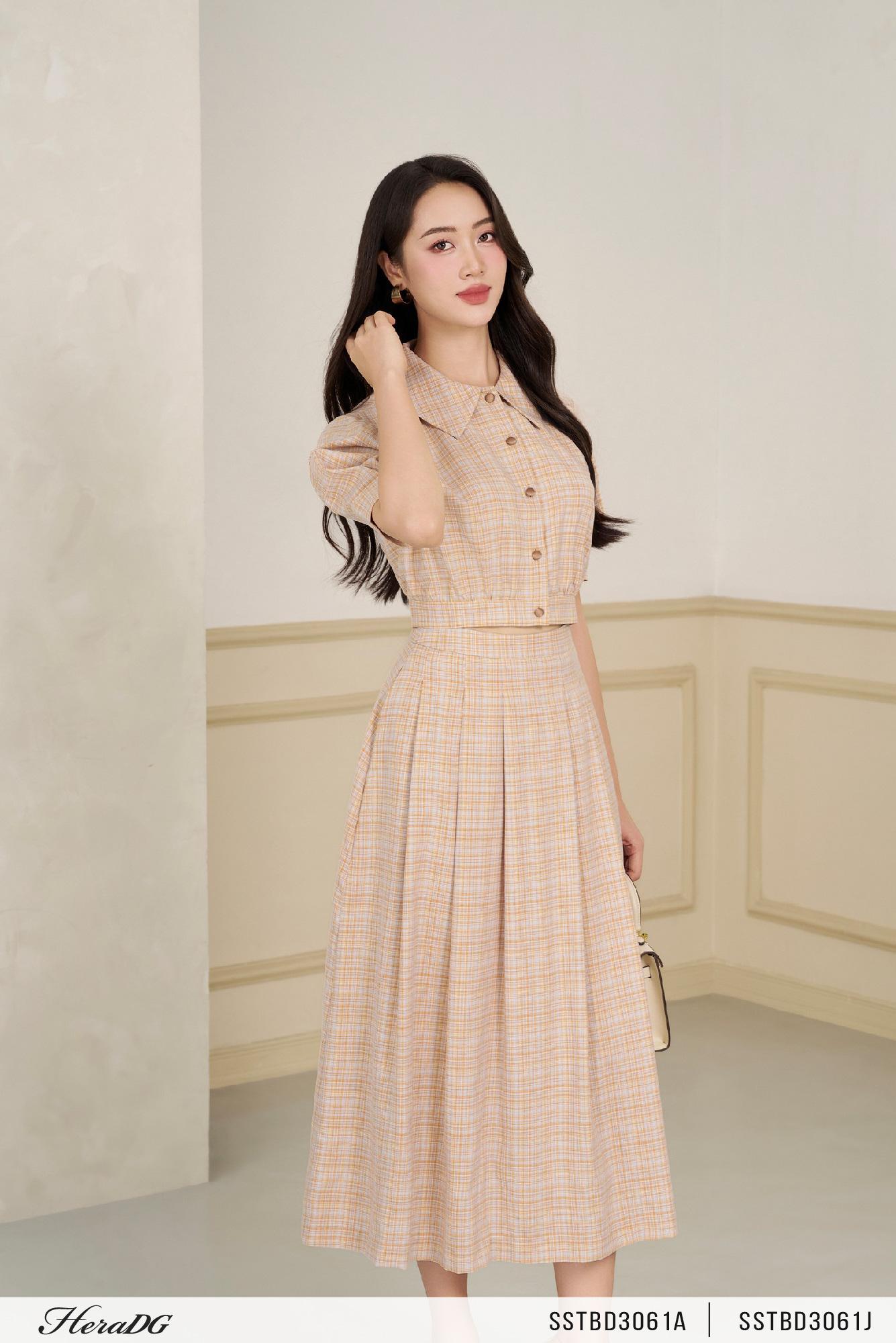 Áo kiểu crotop xếp ly