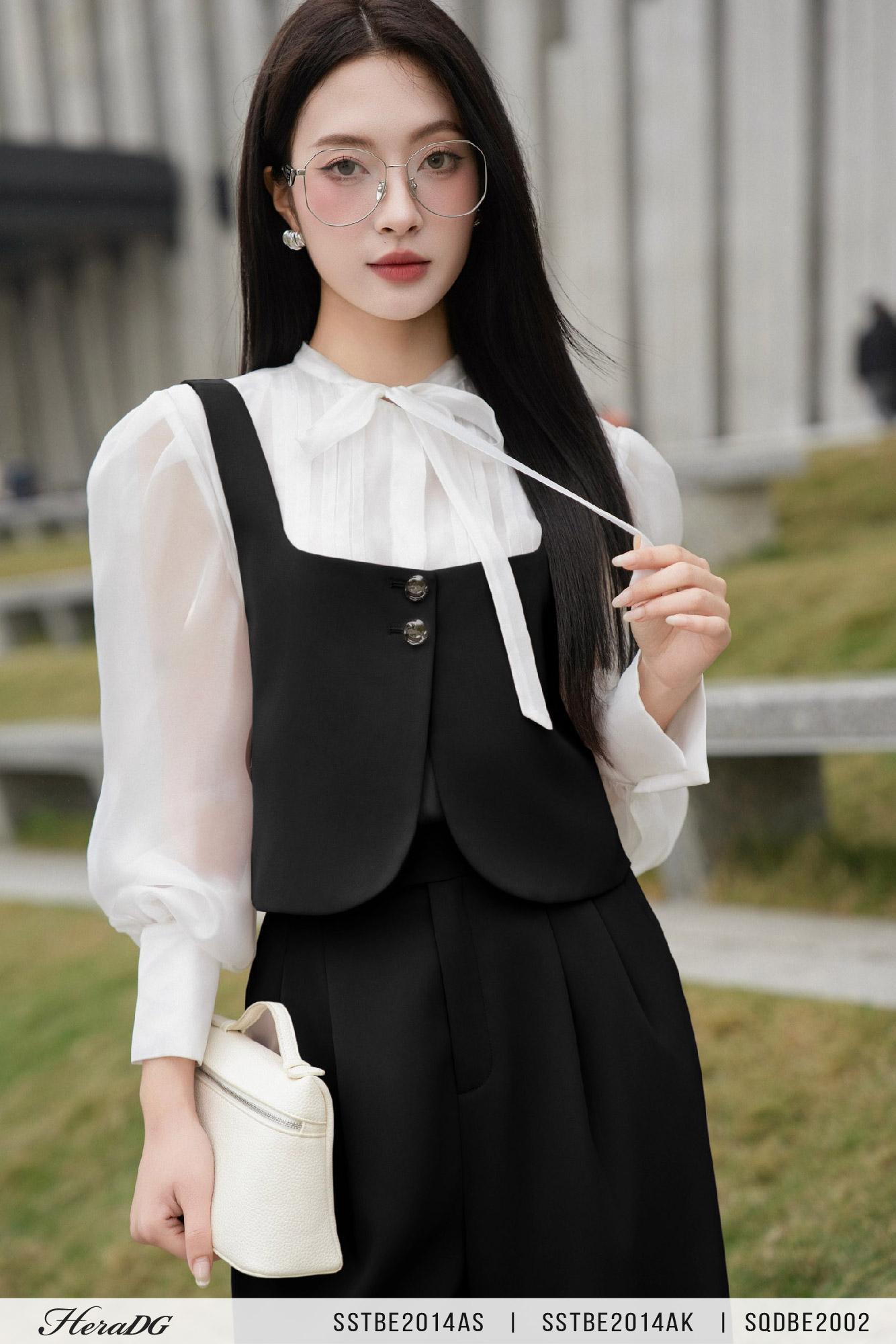 Áo gile nẹp cong cúc
