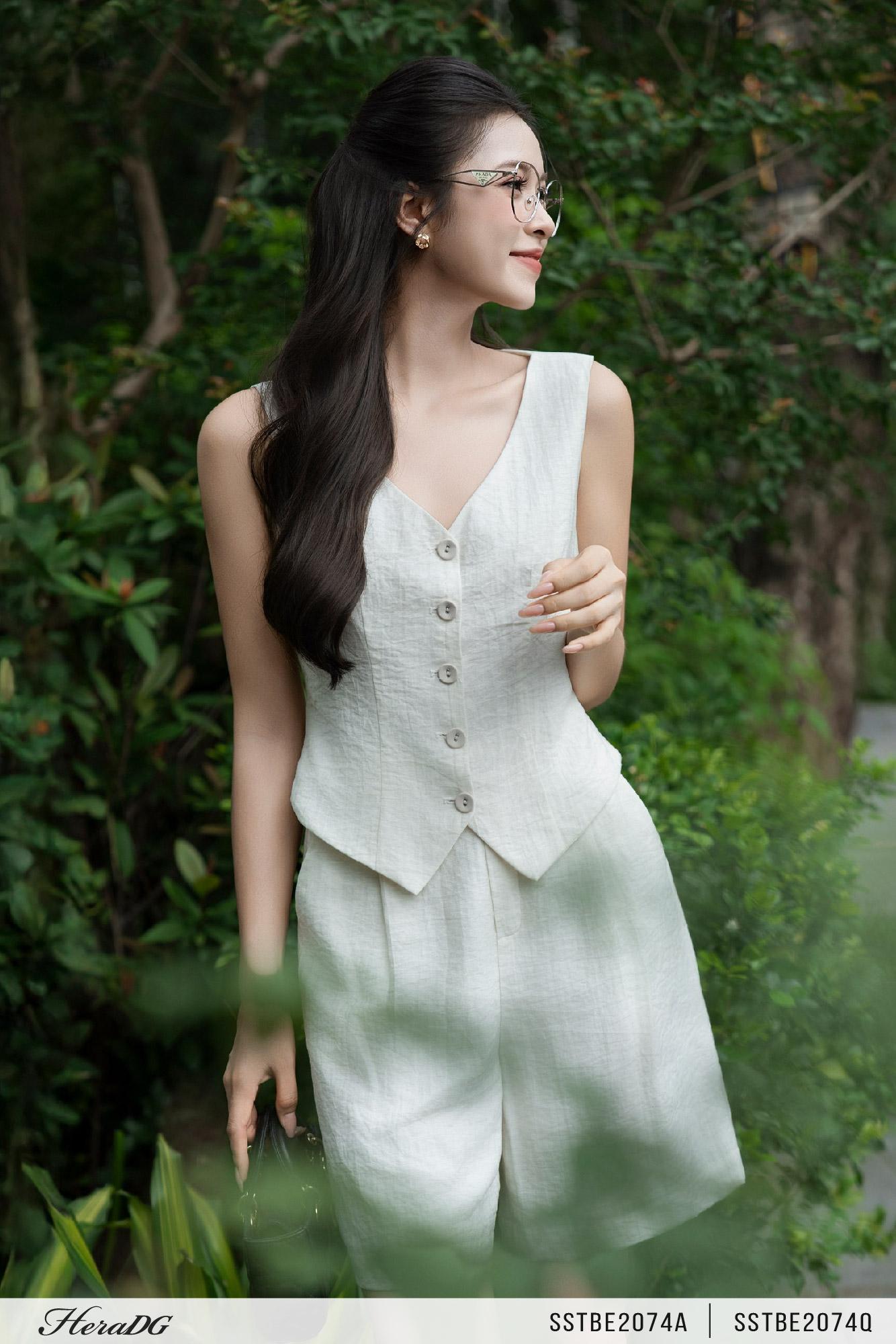 Áo gile hở lưng buộc nơ