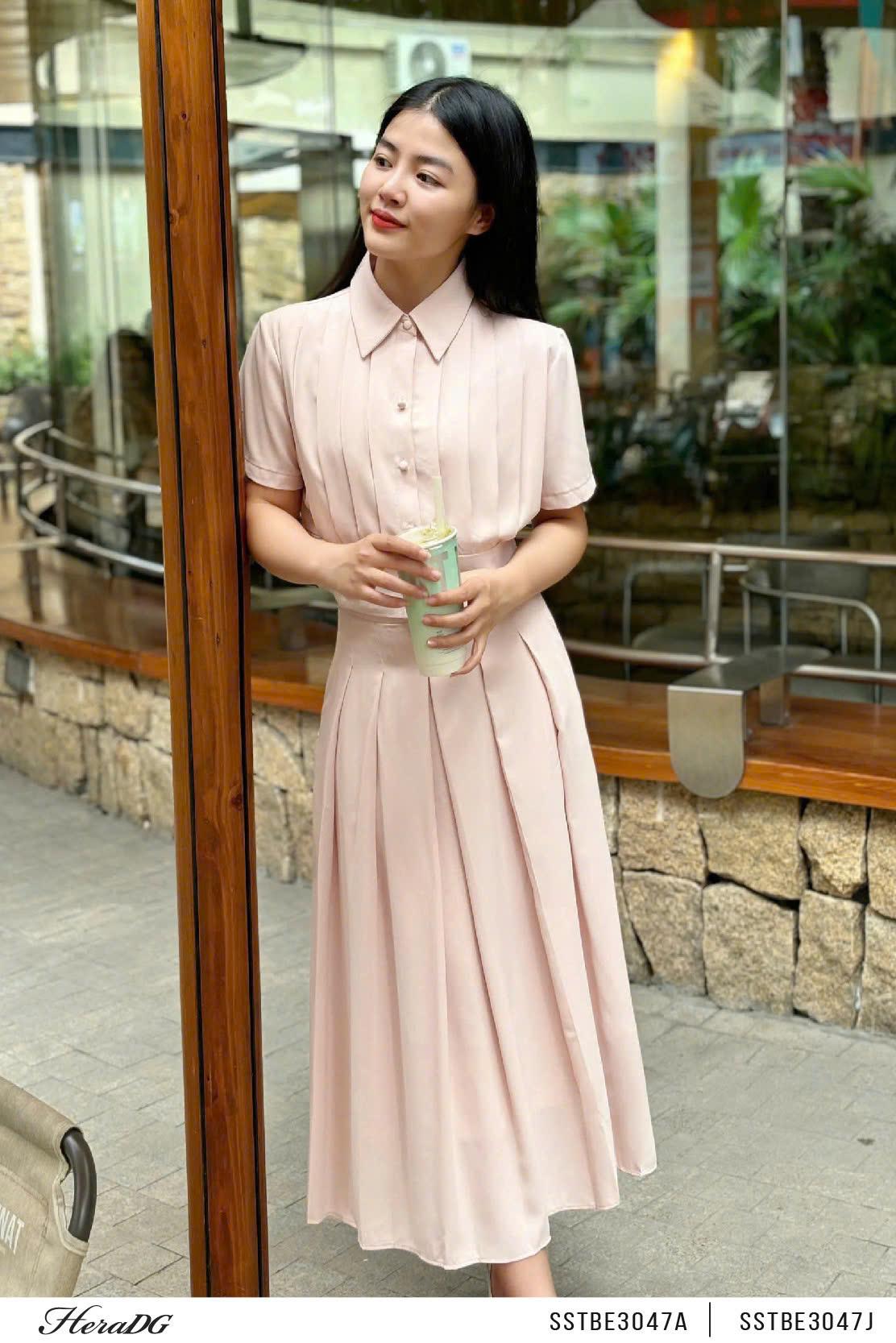Chân váy xếp ly dáng dài
