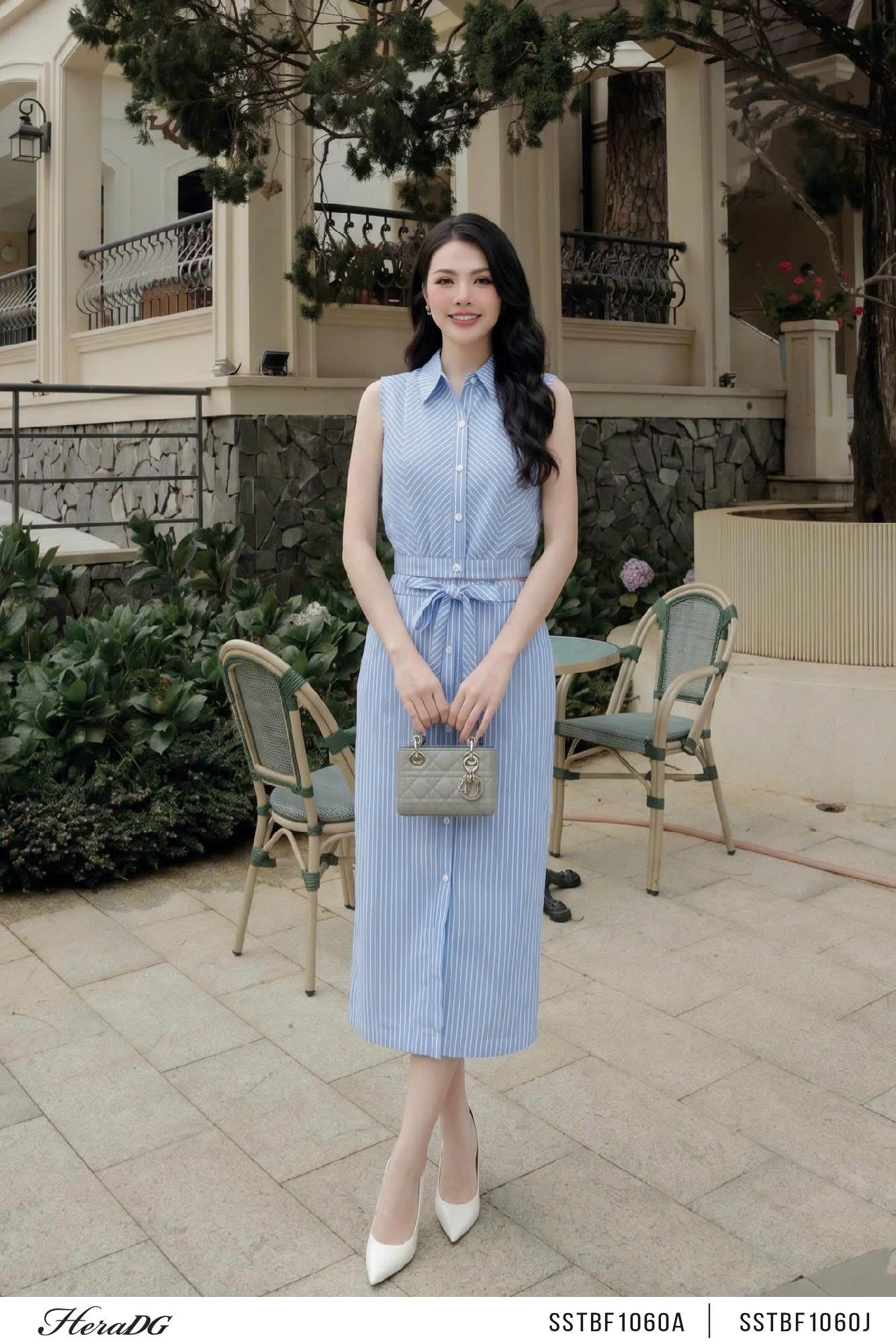 Chân váy suông cạp buộc nơ