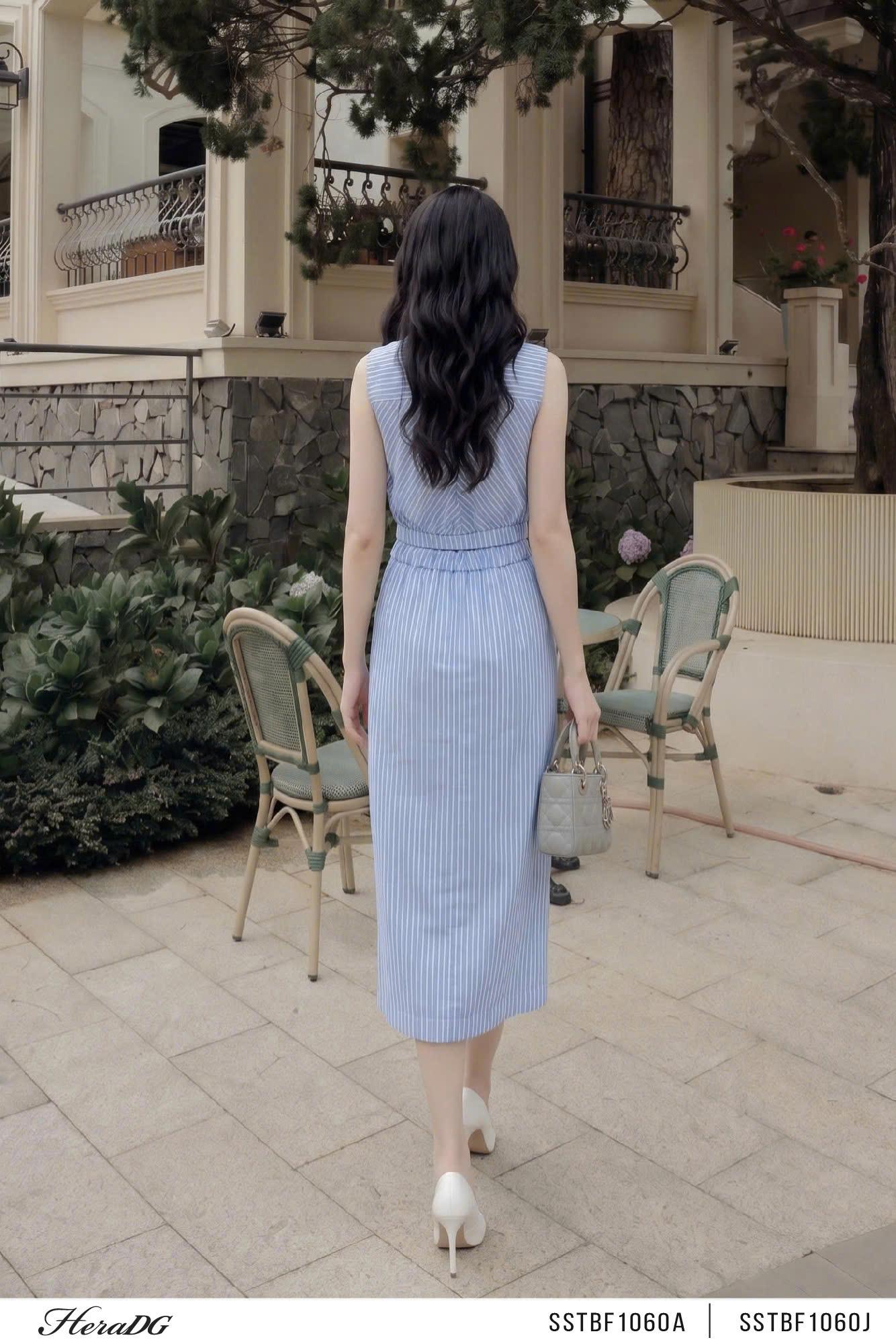 Chân váy suông cạp buộc nơ